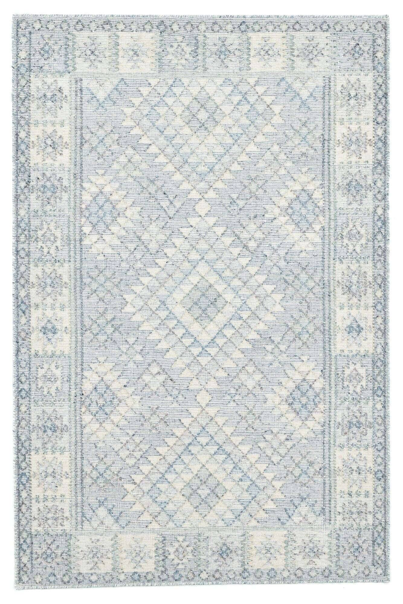 zilch_zo-3909-19_650grey_427753_1 Handwebteppich Zilch Schurwolle Kelim Modern Blau Grau 160x230cm