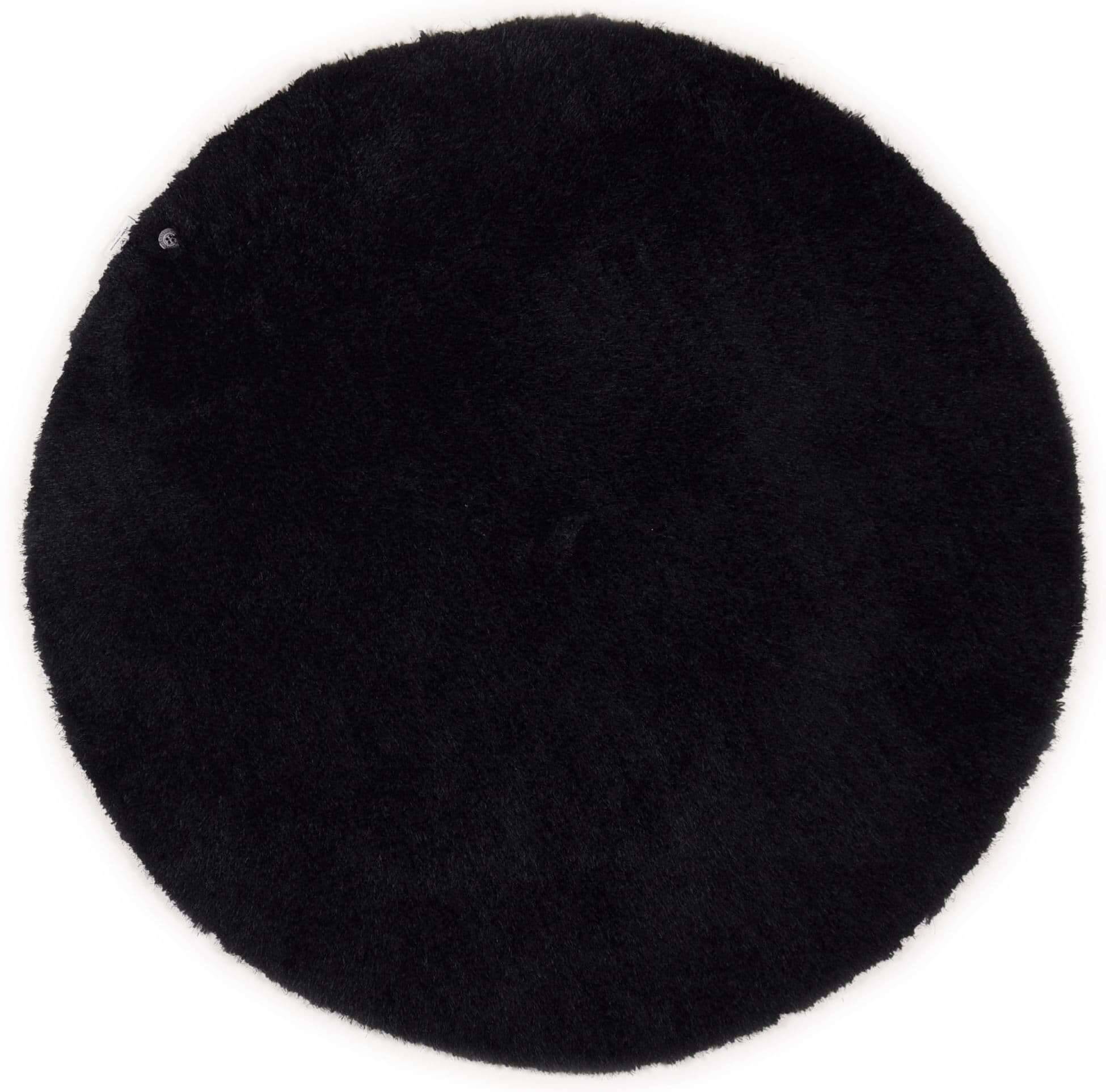 Soft Einfarbig Teppich rund 140 cm Kuschelteppich schwarz