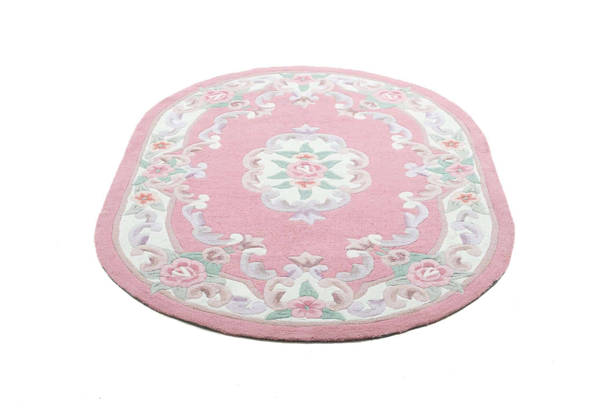 mingoval_501_250rose_300758_22 Ming Aubusson China Teppich rosa oval Teppich mit Blumen