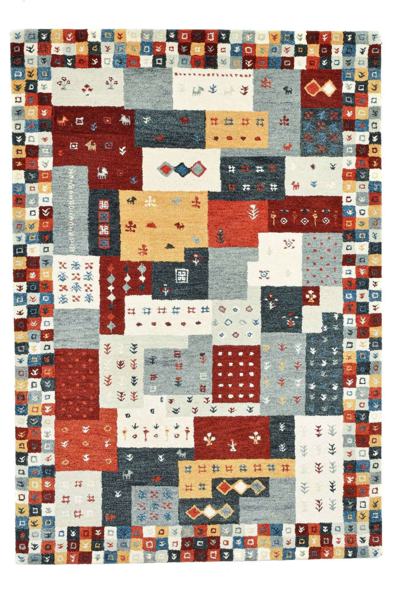 fauna_zo-3150-19_203redmulti_416665_1 Fauna Patchwork Teppich Schurwolle Bunt 160x230cm