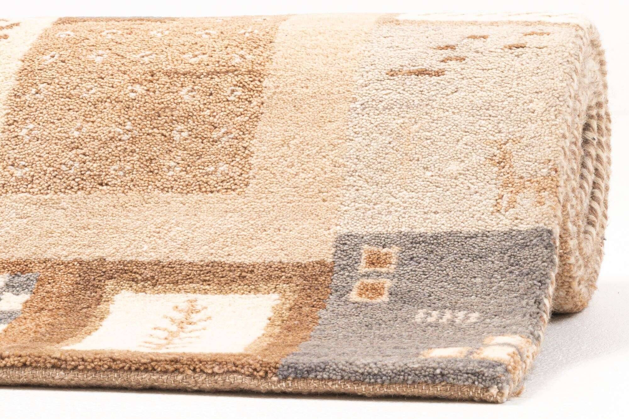 nomade_zo-1998-16_653greymulti_408008_11 Gabbeh Teppich Nomaden 160x230cm Handgeknüpft Schurwolle beige