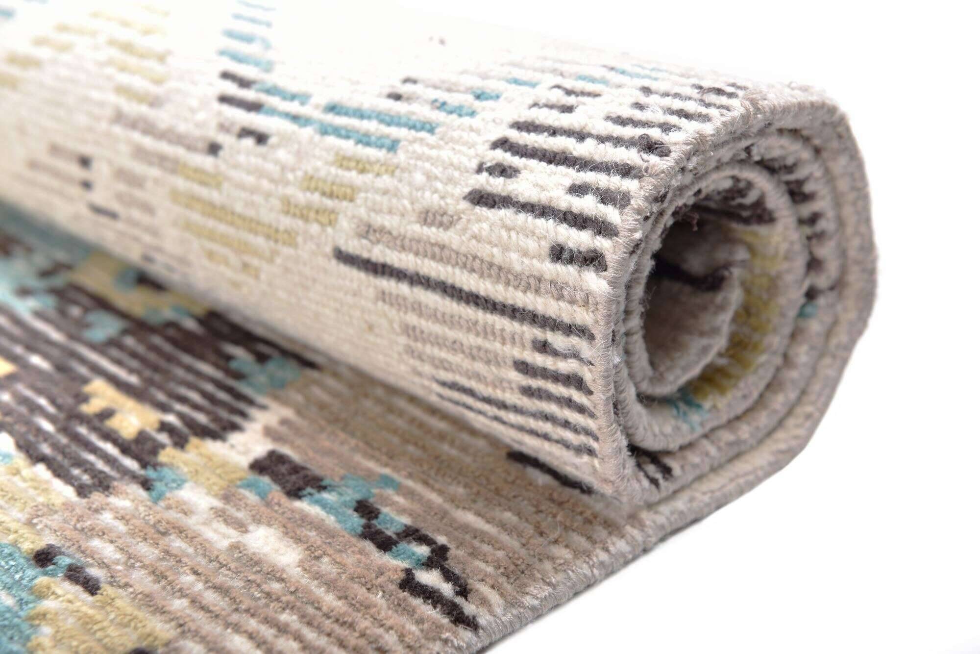 ribeye60_c2393_723turquoisemulti_111220_11 Nepal Teppich Rib Eye Silk 60 Wolle Seide Design Unikat 244x306cm