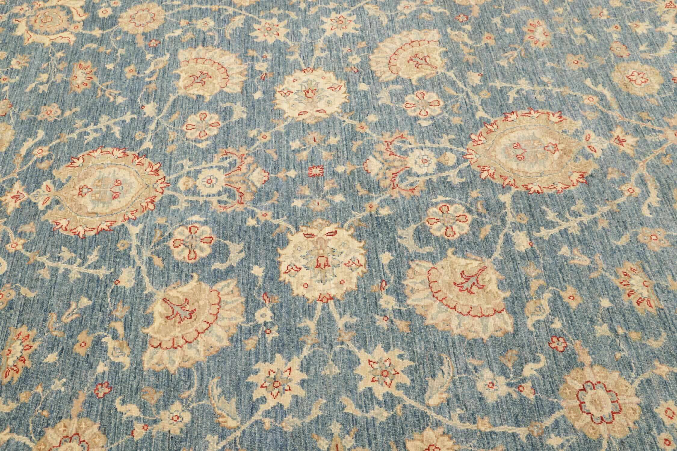Teppich Ziegler 245x304cm Orientteppich blau Handgeknüpft Wolle