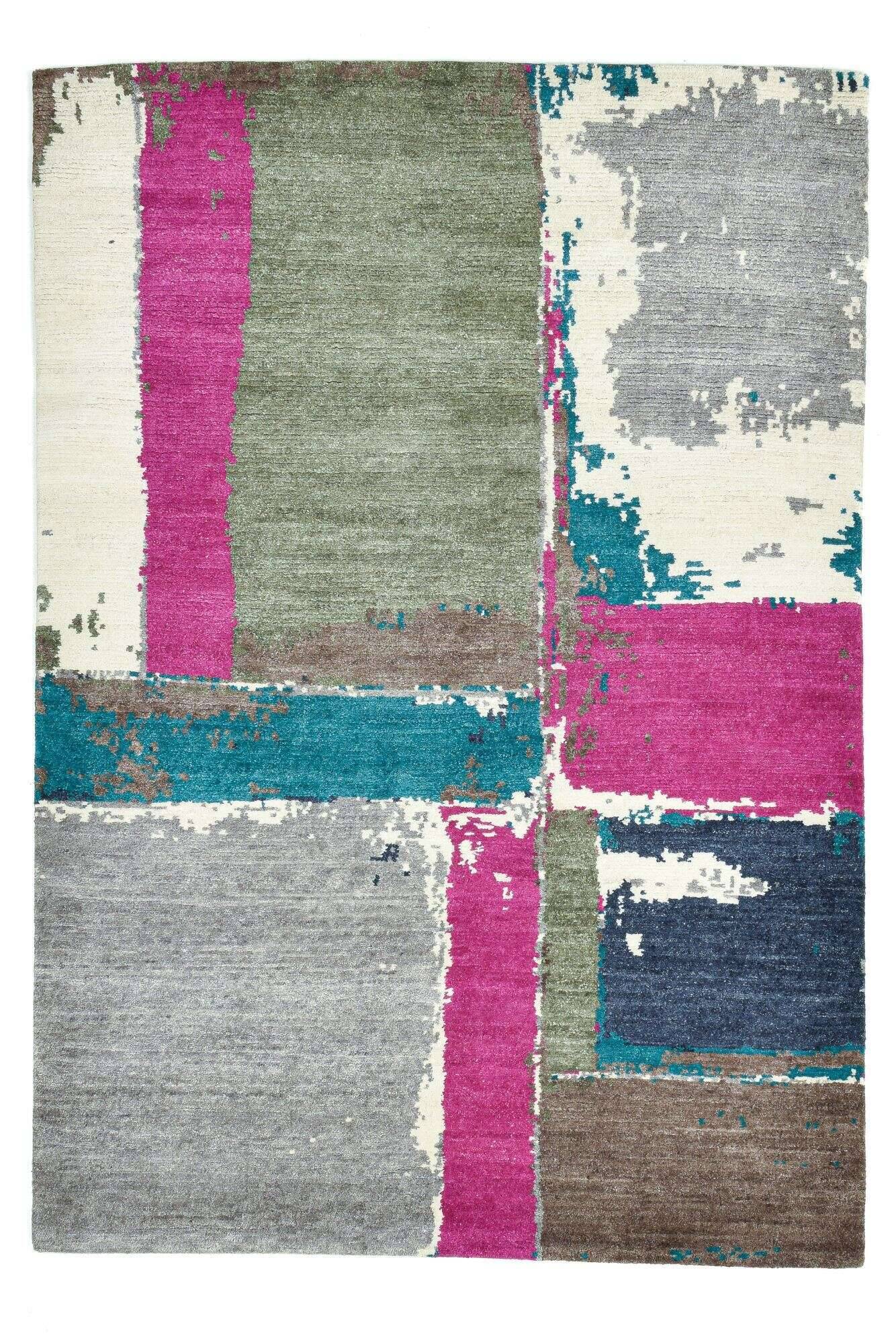 sangri_r2571_650grey_430417_1 Sangri Teppich Nepal Design C4332 Handgeknüpft 163x233 cm bunt