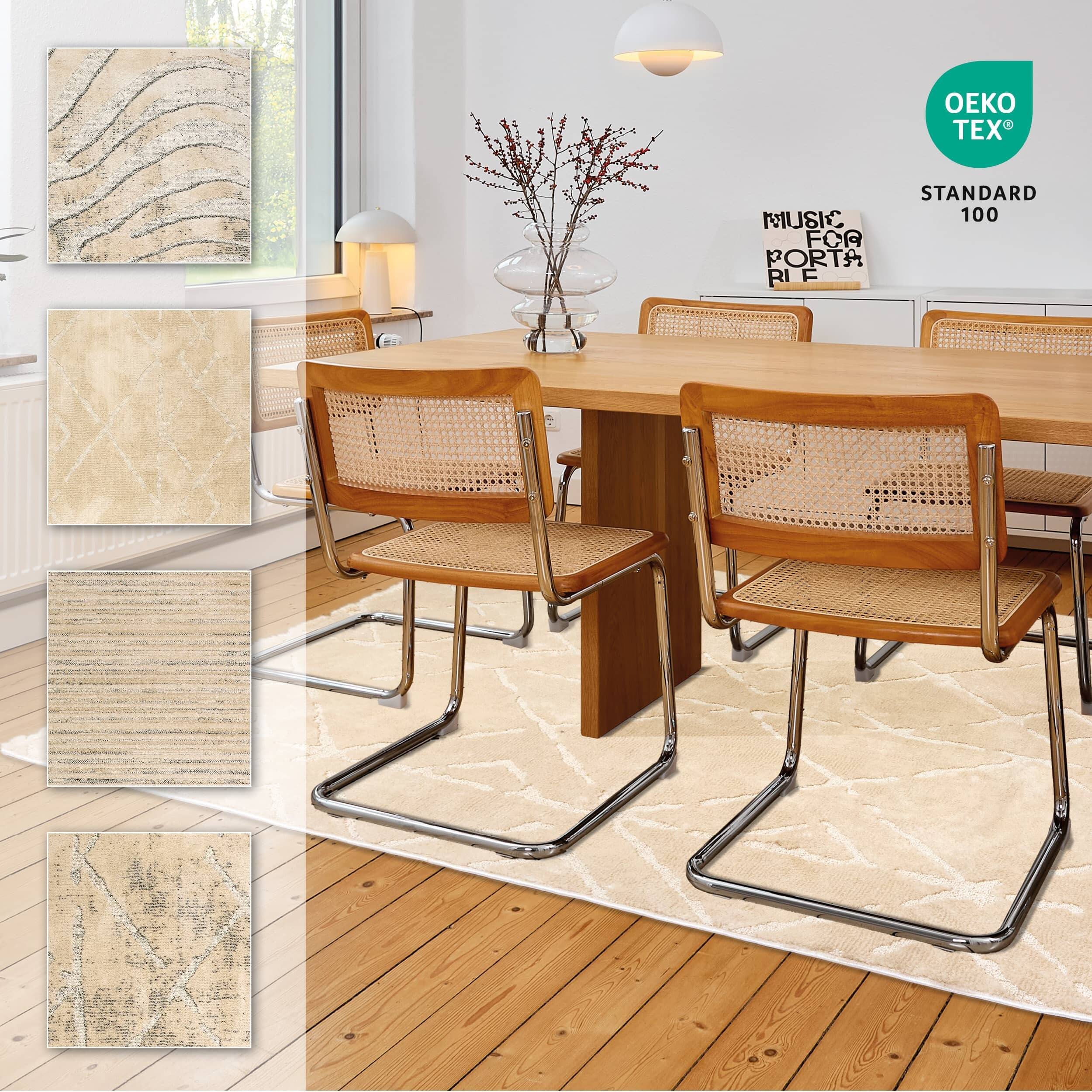 Wohnteppich Lou D.252 C.006 Rauten creme