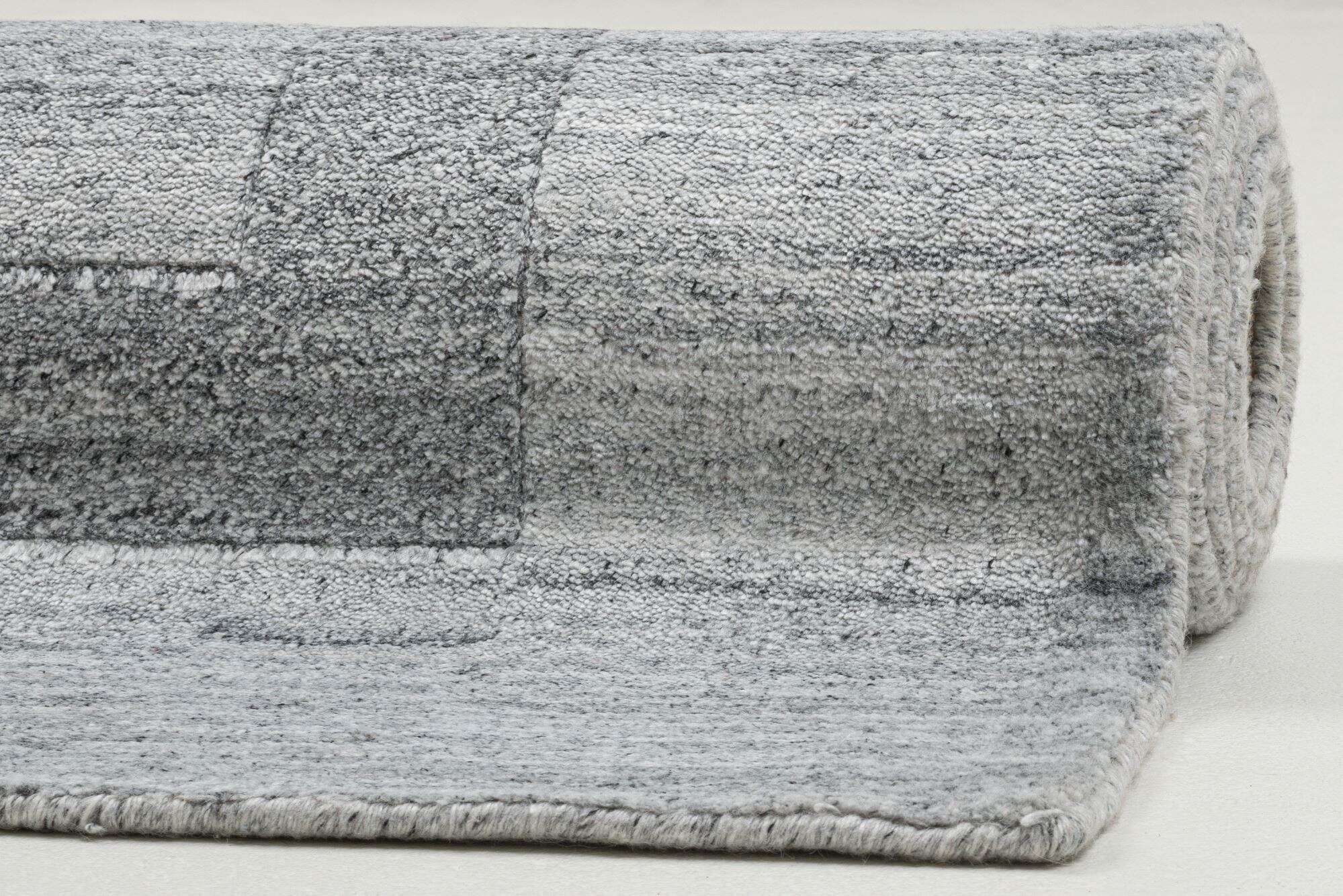 Teppich Modern Nevada Viscose Handgewebt 160x230cm grau Bordüre