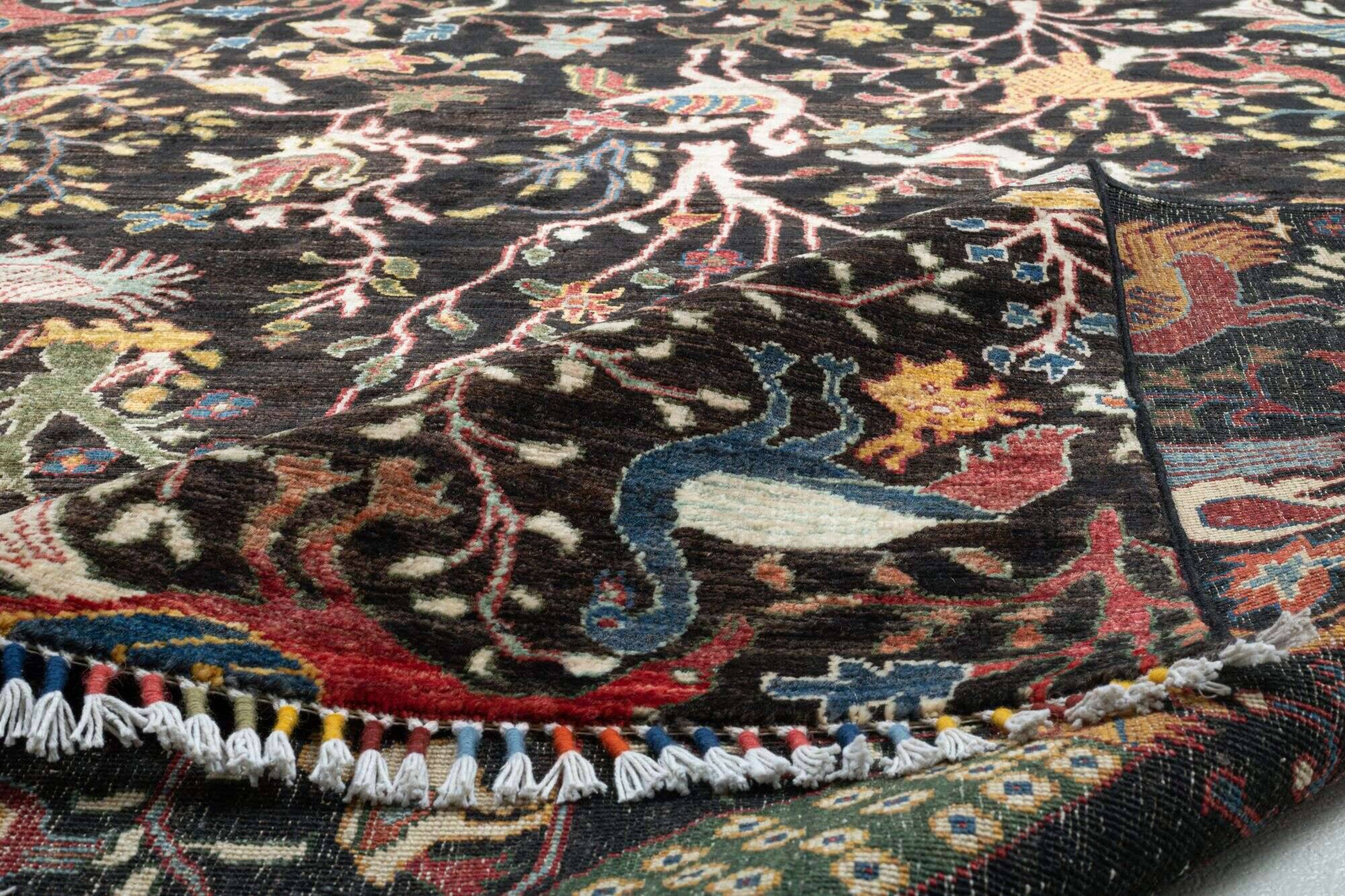 kandashah_57_610blackmulti_431689_9 Orientteppich 242x296 cm Handgeknüpft Kandashah schwarz Schurwolle