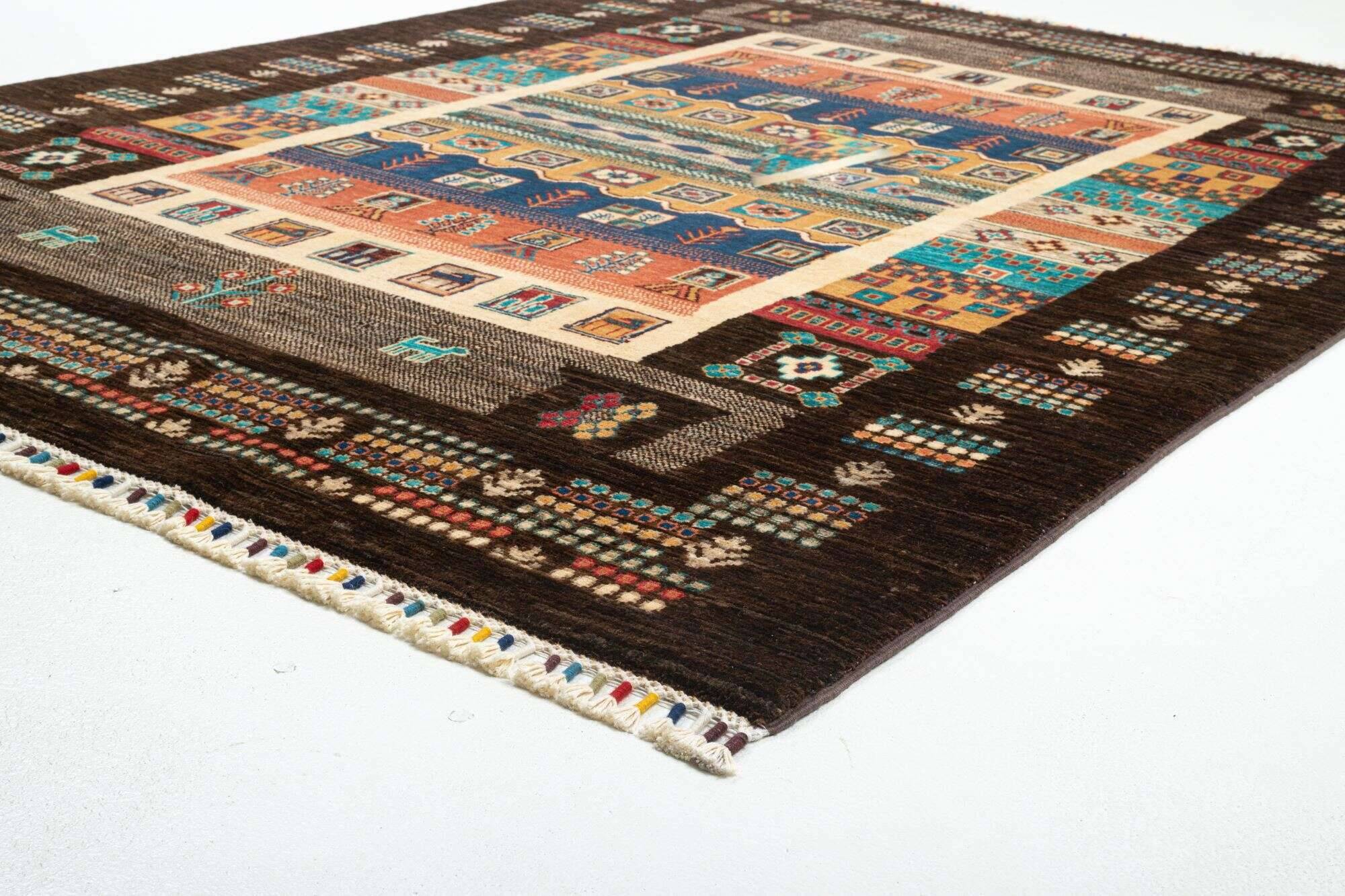 kandashah_0782_488brown_435514_4 Klassischer Ziegler Teppich Kandashah Handgeknüpft 149x199cm bunt