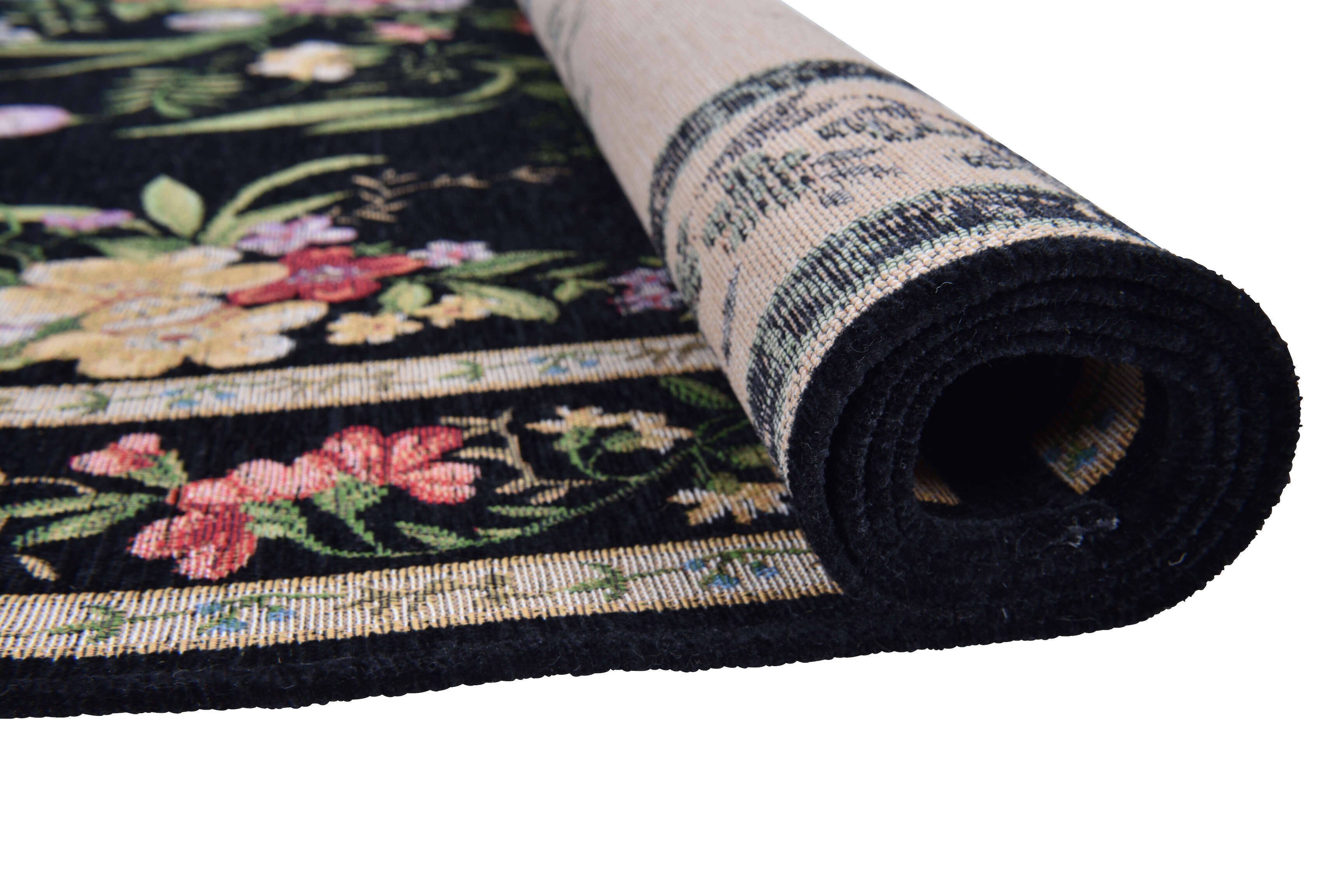 Flomi_Sagrini_600black_419926_11 Flomi Sagrini Flachgewebe Blumendesign Teppich Modern