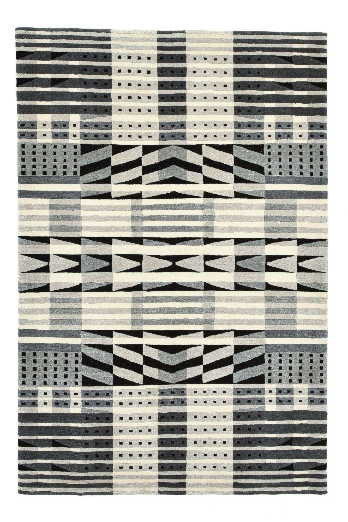 Baktapur Elegance Nepal Teppich Design Handgeknüpft 160x230 cm grau