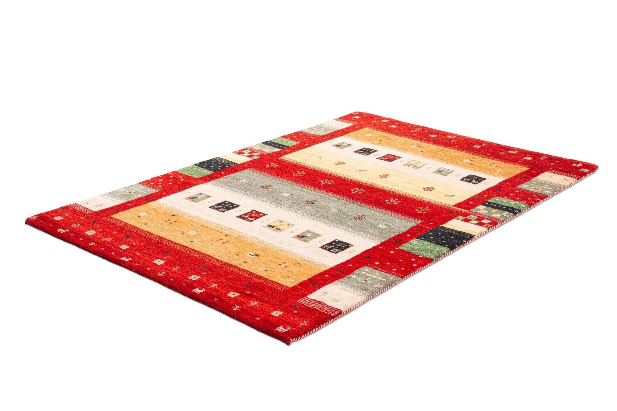 flair_zo-2001-17_200red_408707_2 Gabbeh Teppich 160x230cm Flair Handgeknüpft Schurwolle Bunt