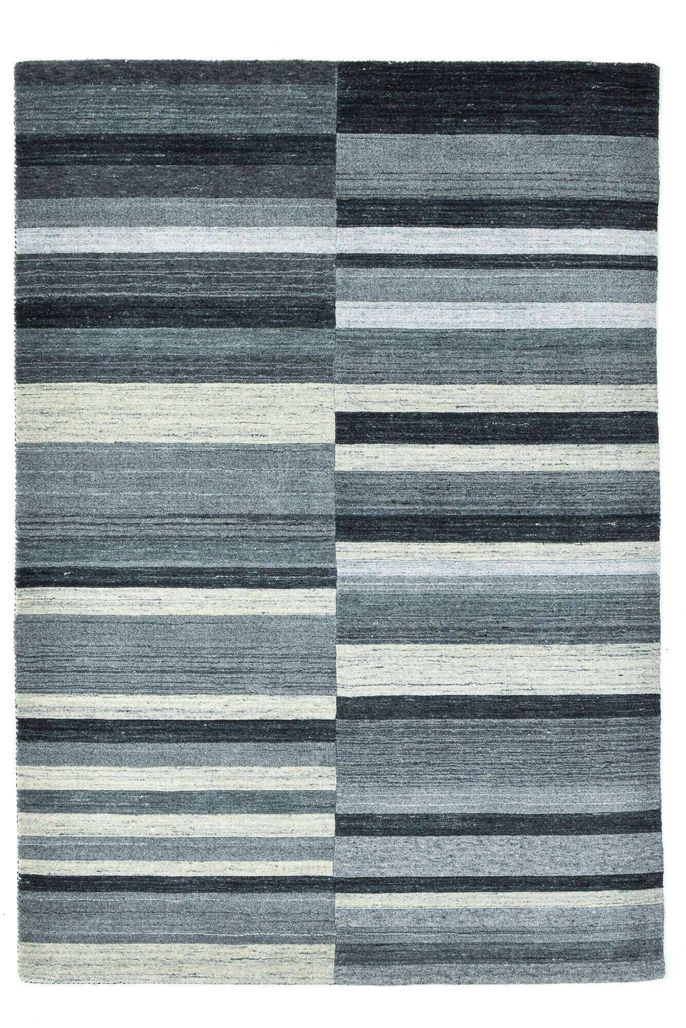 Teppich Handgewebt 160 x 230 cm reine Schurwolle Naturteppiche silber