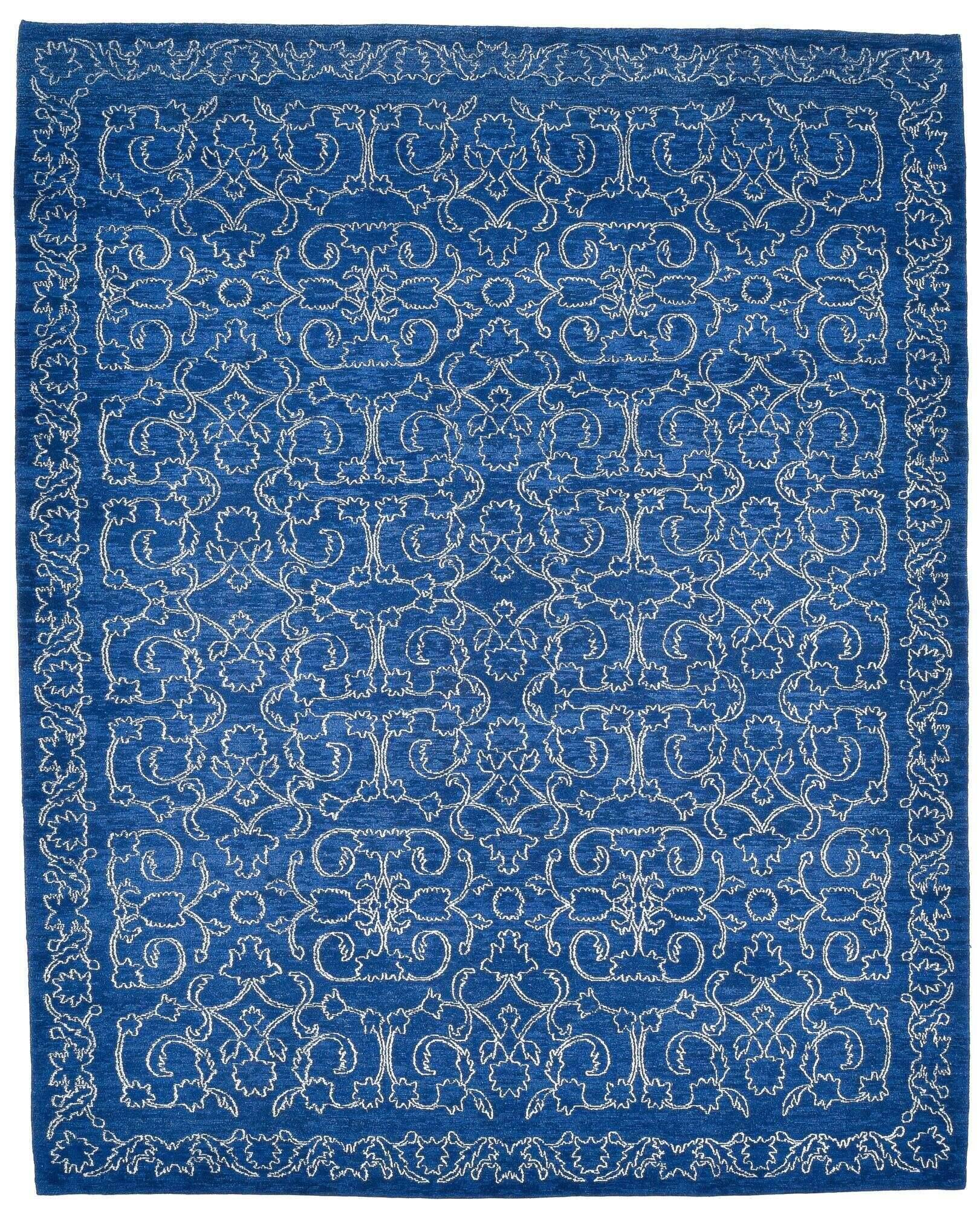 jabusilk30_c3515_700blue_409013_1CR111AzCerqI2 Nepal Teppich Jabu Silk 30 Wolle Seide Design Teppich 250x308cm