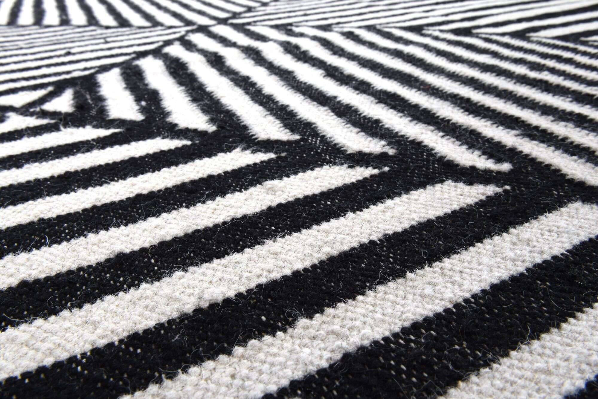 Vintage_CrissCross_blackwhite615_415972_3 Kelim Teppich Criss Cross Naturteppich modern