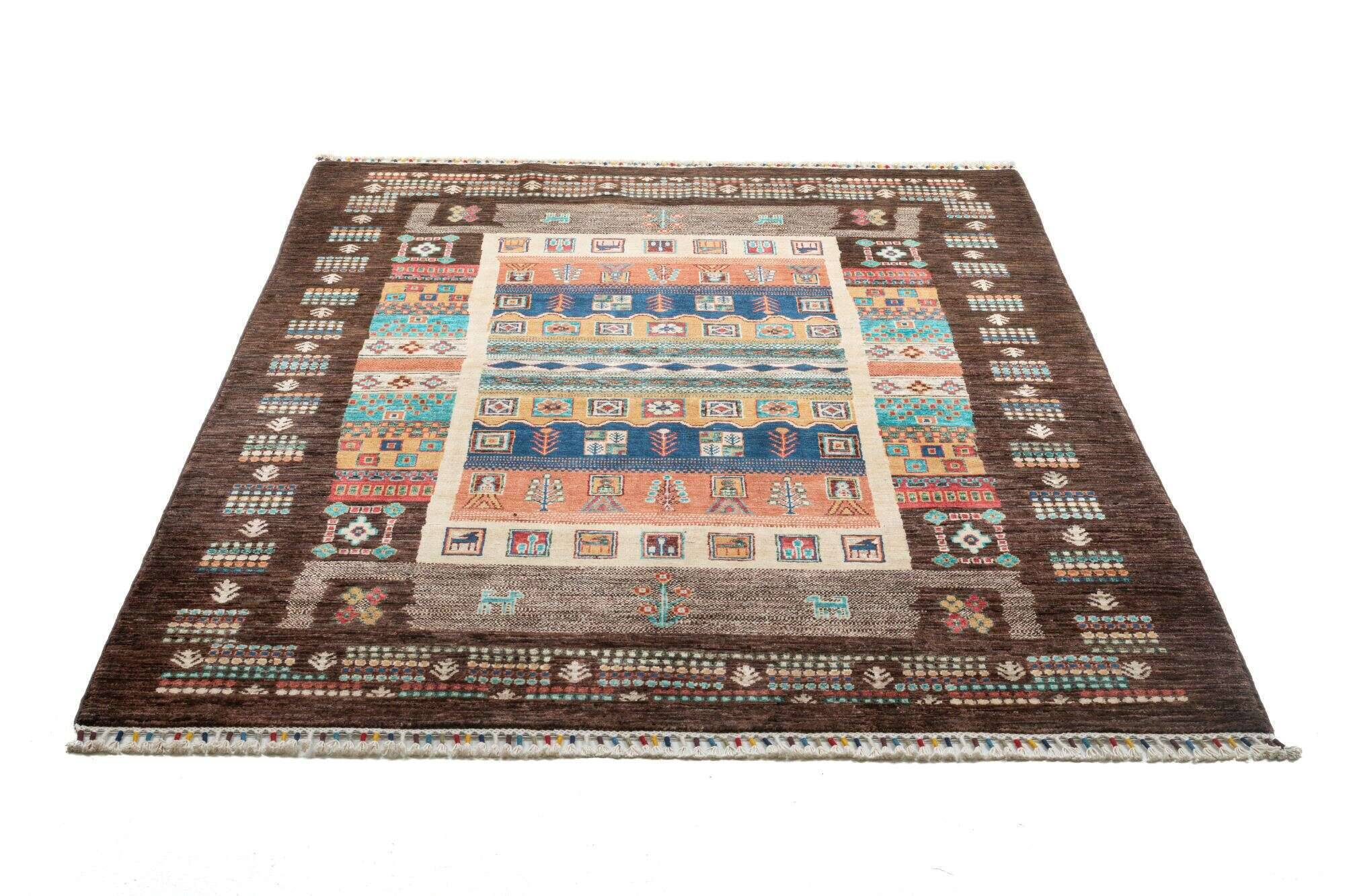 kandashah_0782_488brown_435514_8 Klassischer Ziegler Teppich Kandashah Handgeknüpft 149x199cm bunt