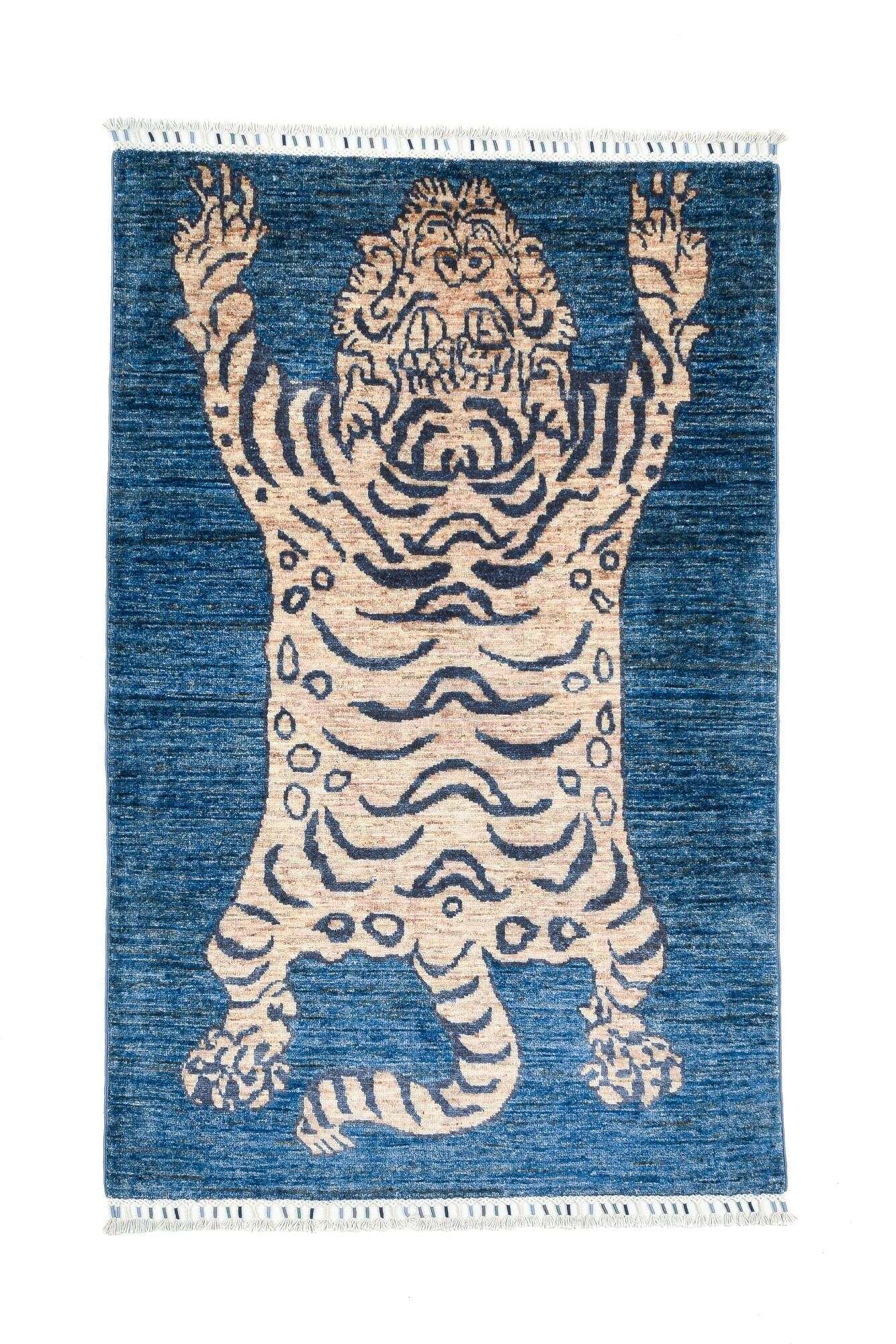 Kandashah Ziegler Teppich Handgeknüpft Klassisch blau 101x156cm