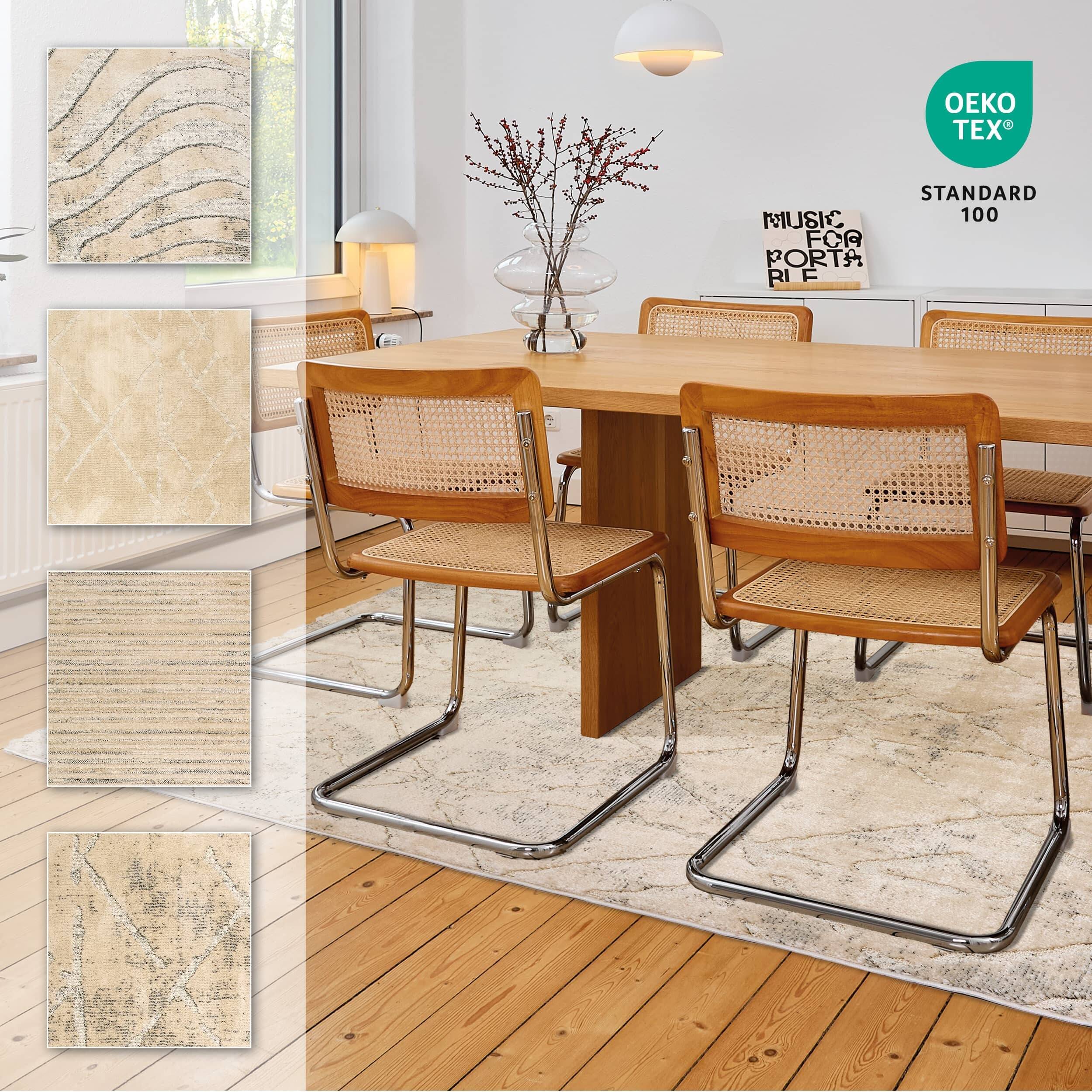 Wohnteppich Lou D.254 C.003 Rauten creme-grau