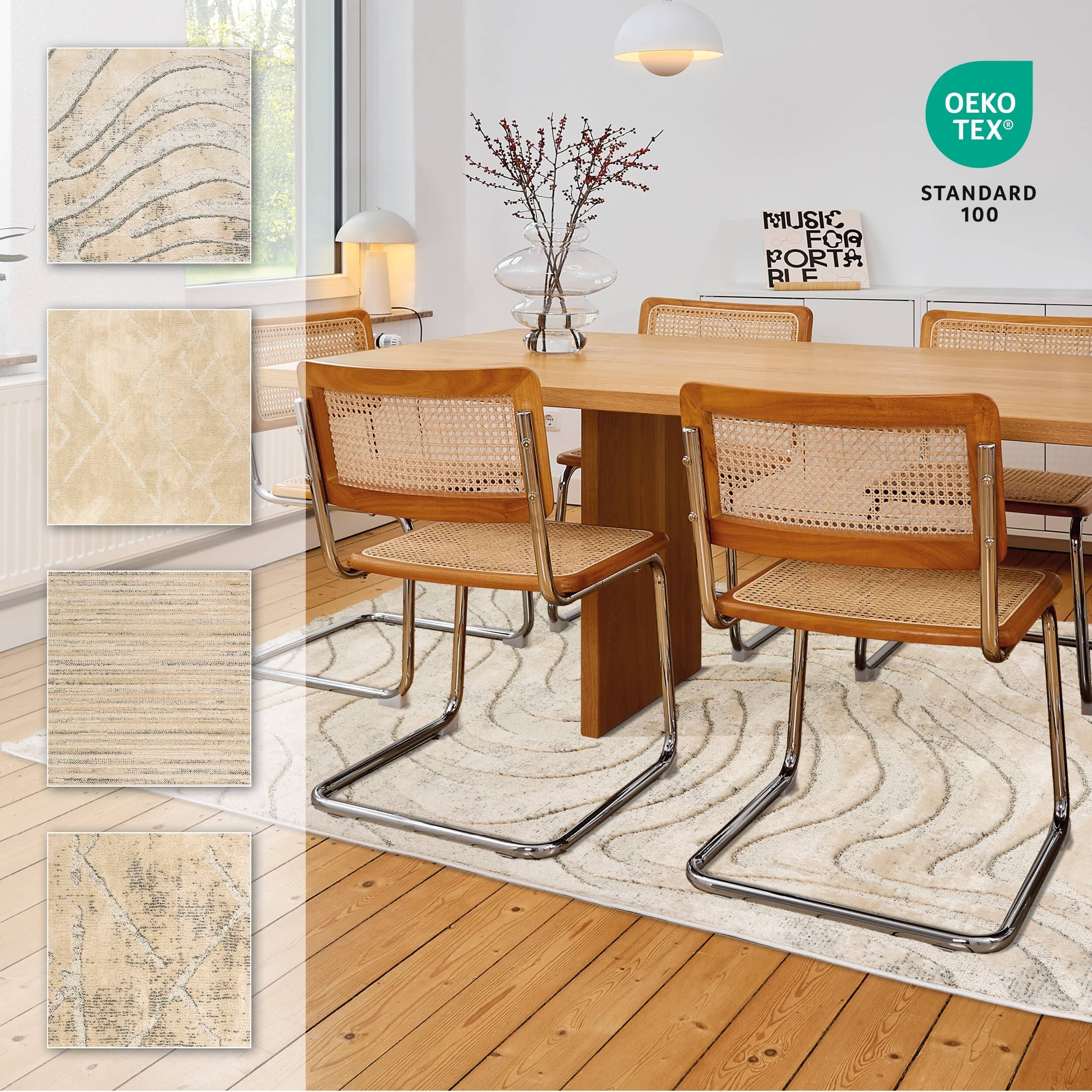 Wohnteppich Lou D.251 C.003 Wellen creme-grau