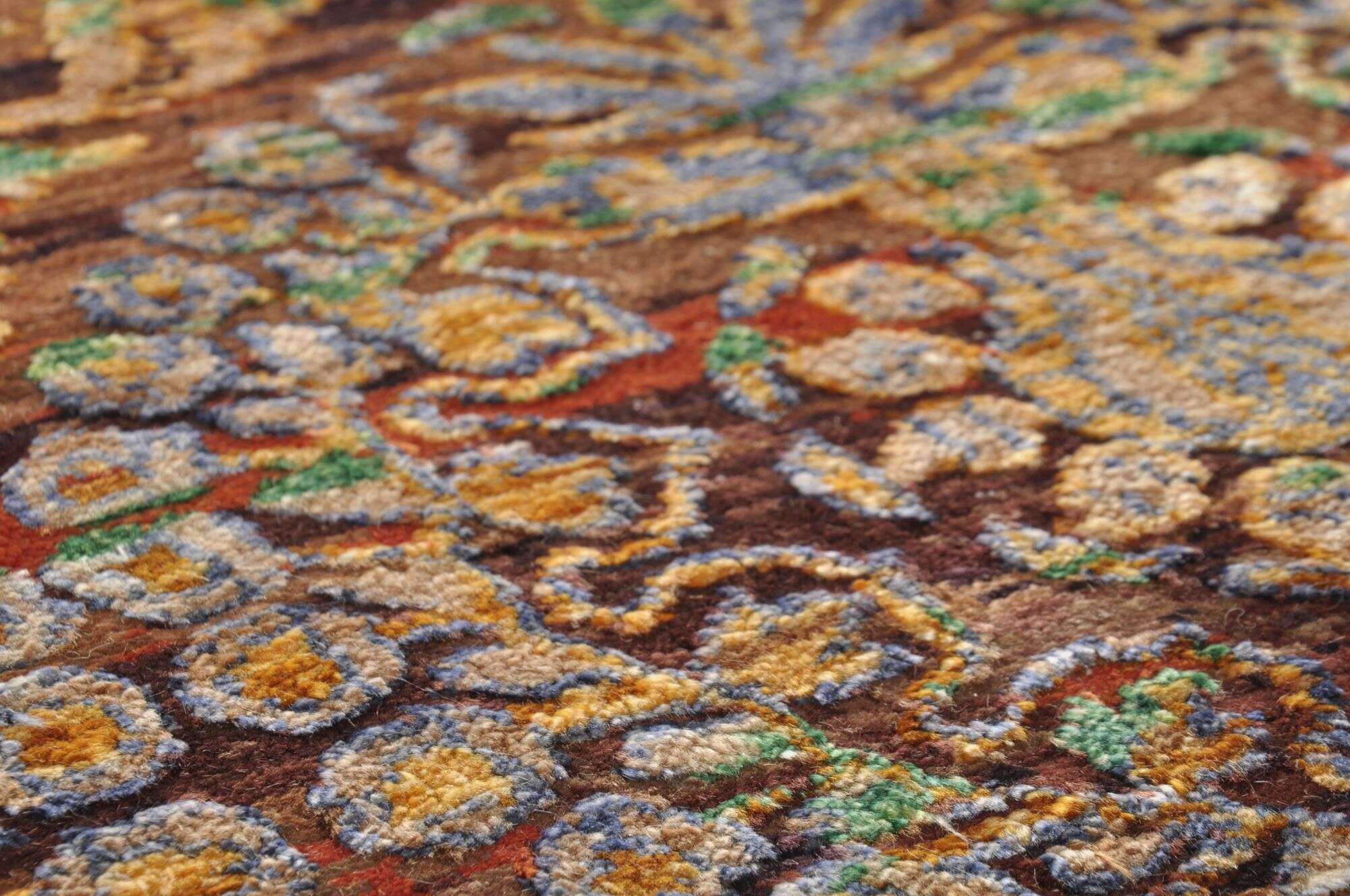 Design Teppich Sadra 175x246cm Handgeknüpft Bambusseide Wolle bunt