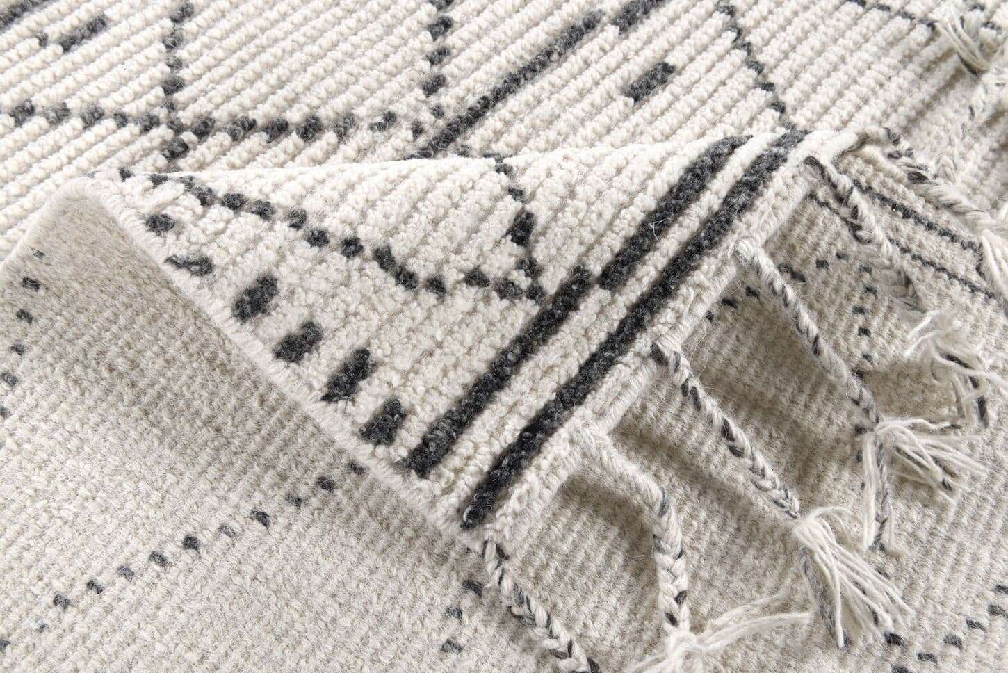Handgewebter Kelim Teppich Nomad beige Naturteppich aus Wolle