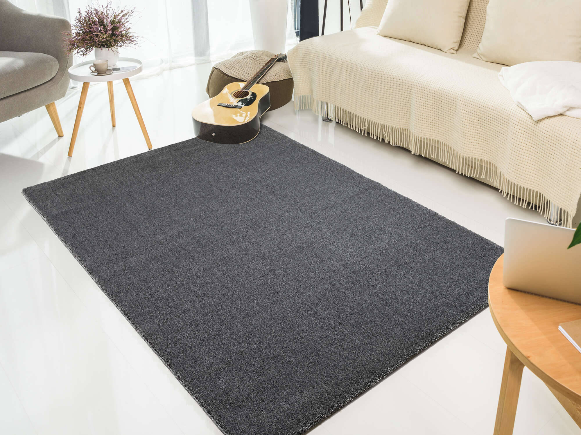 Hochflor Teppich Melira Shaggy Einfarbig