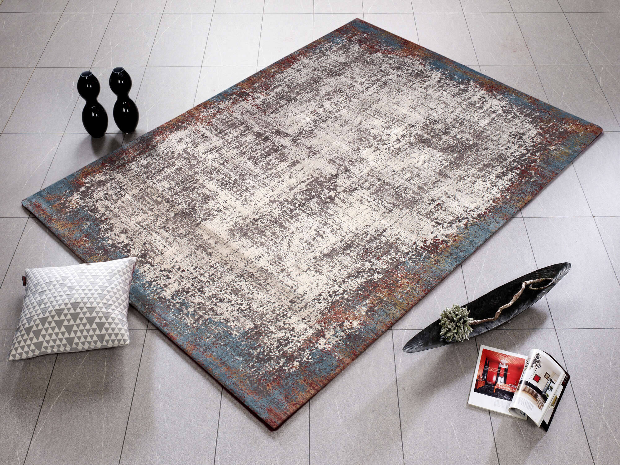 BES01-598-12 Teppich BORDER WK Wohnen Vintage Design Teppich