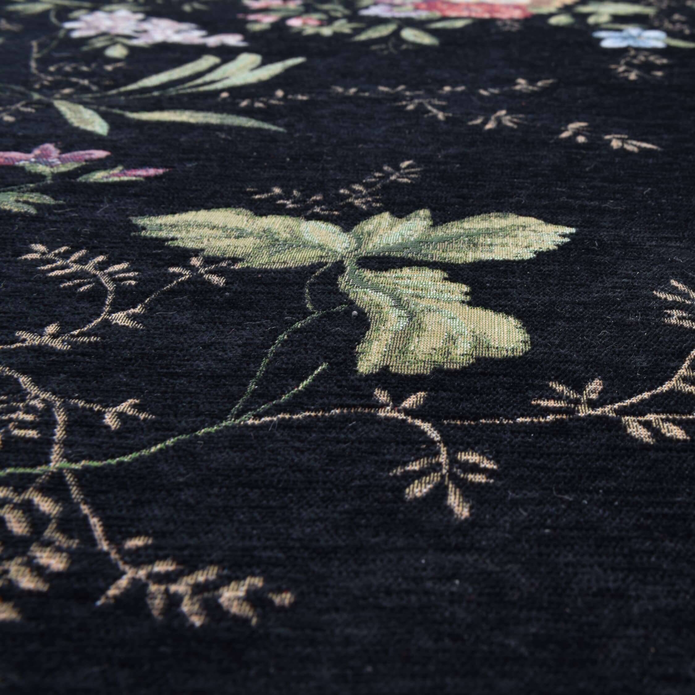 Flomi_Sagrini_600black_419926_3 Flomi Sagrini Flachgewebe Blumendesign Teppich Modern