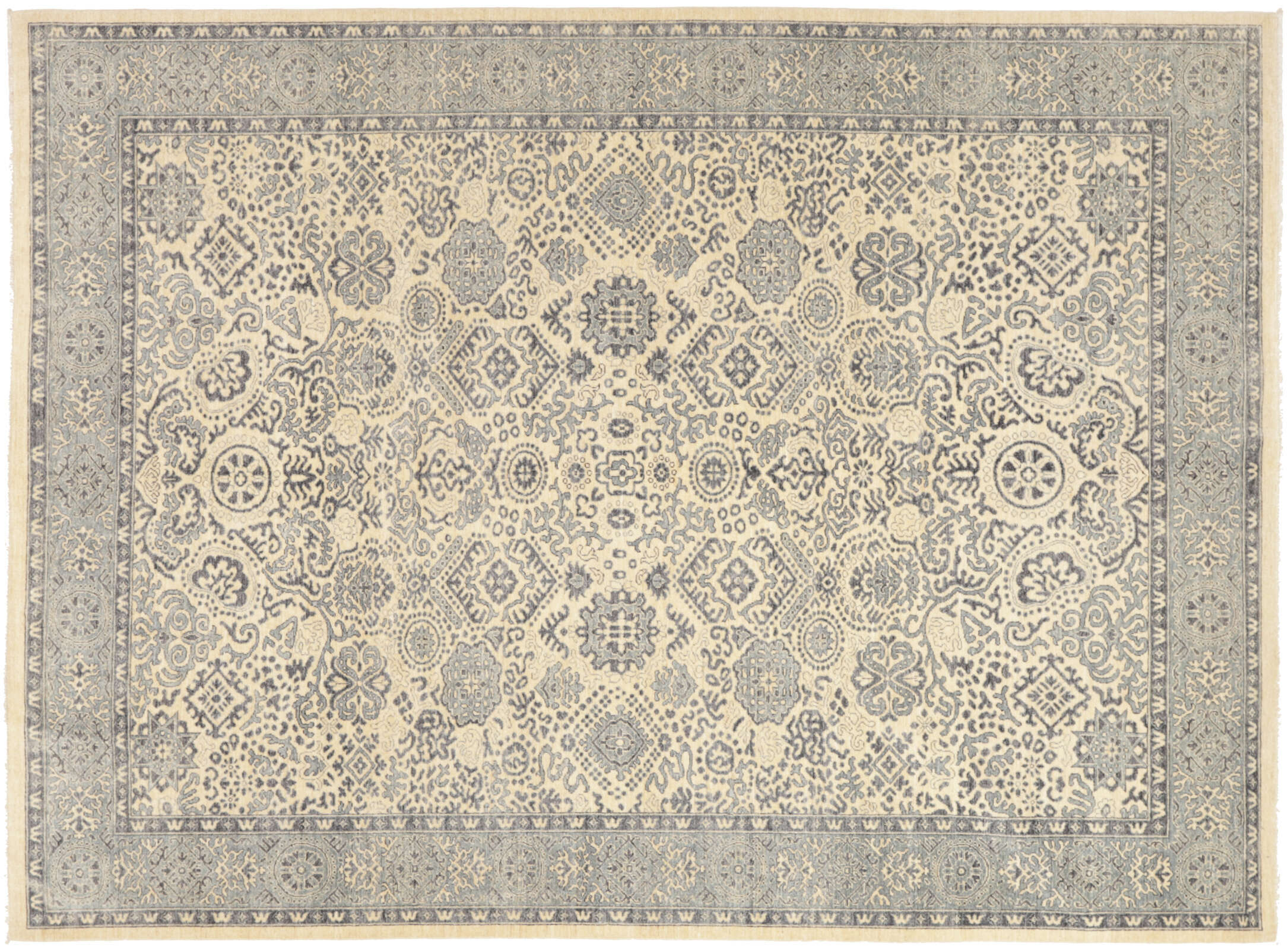 Teppich Ziegler 242 x 330 cm Orientteppich blau - beige Handgeknüpft Schurwolle