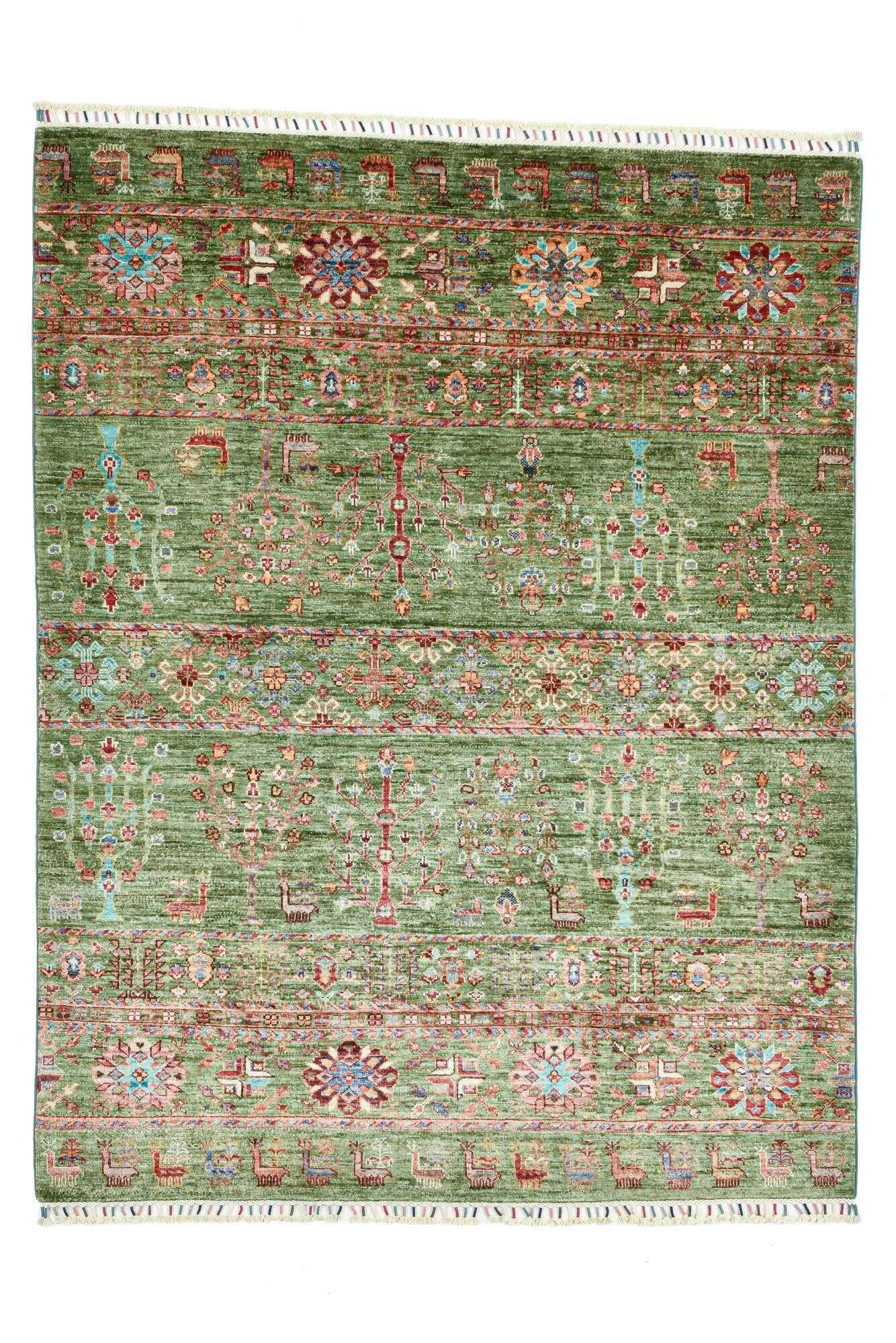 Klassischer Ziegler Teppich Kandashah Handgeknüpft 157x204cm Grün