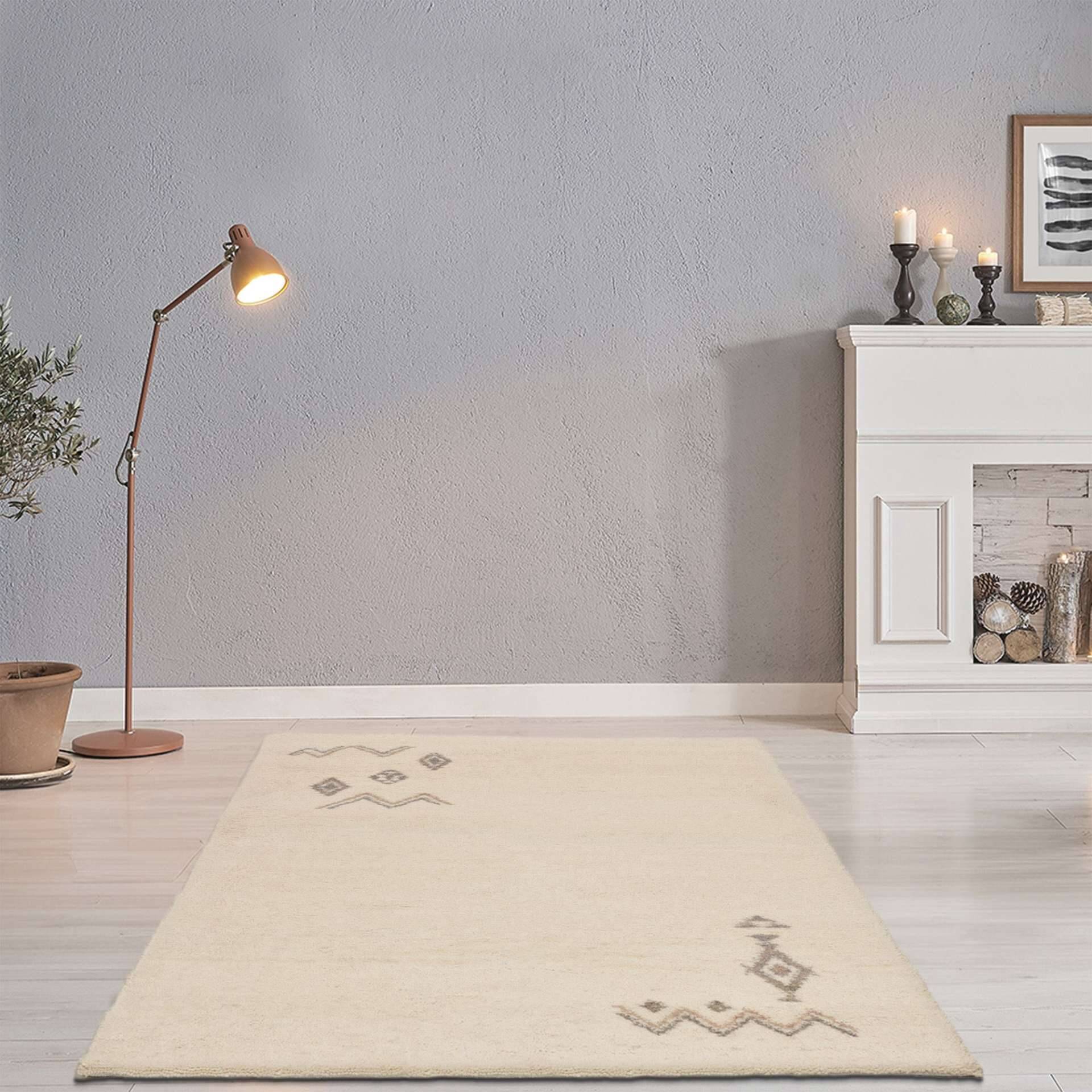 Handgeknüpfter Berber Teppich Hadj 225 - 997 blanc Schurwolle – Bild 3