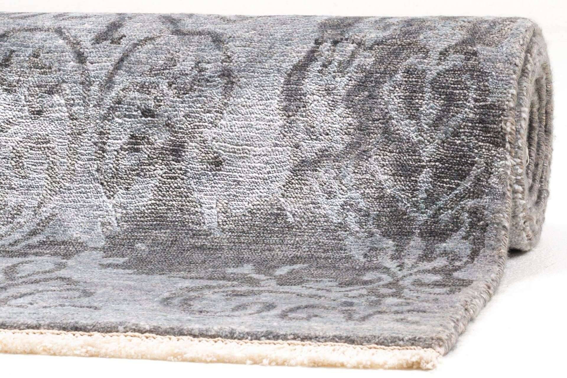 Design Teppich Queensland Handgeknüpft 170x240cm Viskose grau – Bild 7