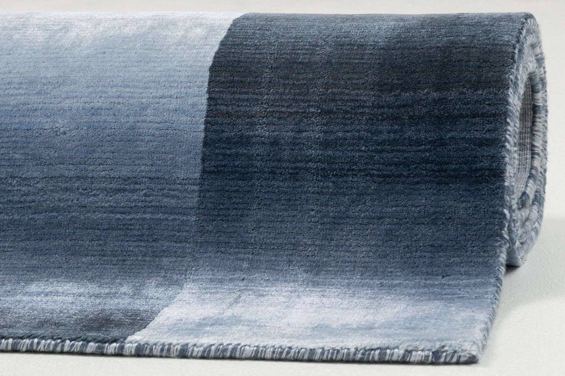 Teppich Modern 160x230cm Palmyra Handgearbeitet Viskose blau – Bild 6