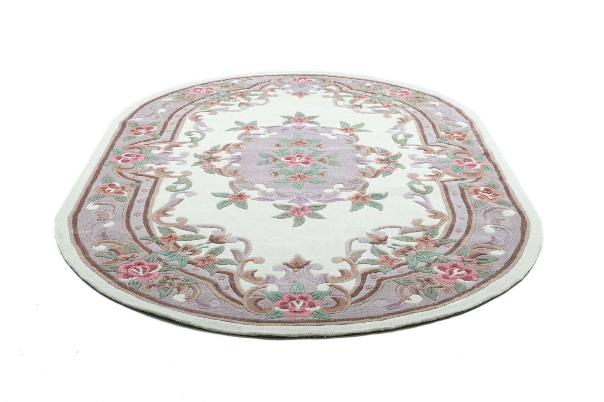 Ming Aubusson China Teppich beige oval Teppich mit Blumen – Bild 3