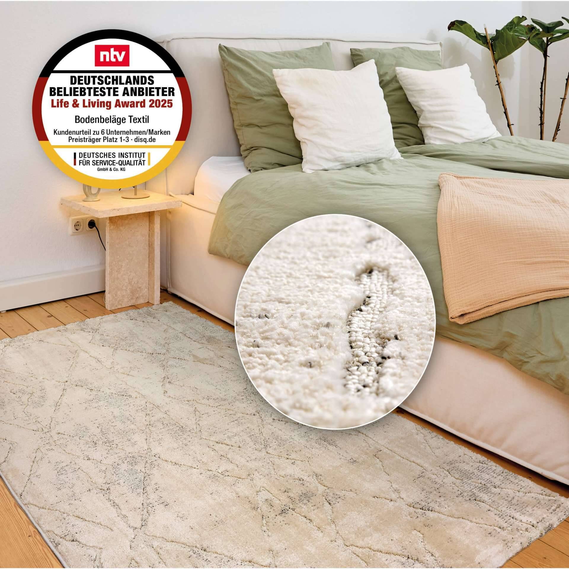 Wohnteppich Lou D.254 C.003 Rauten creme-grau – Bild 4