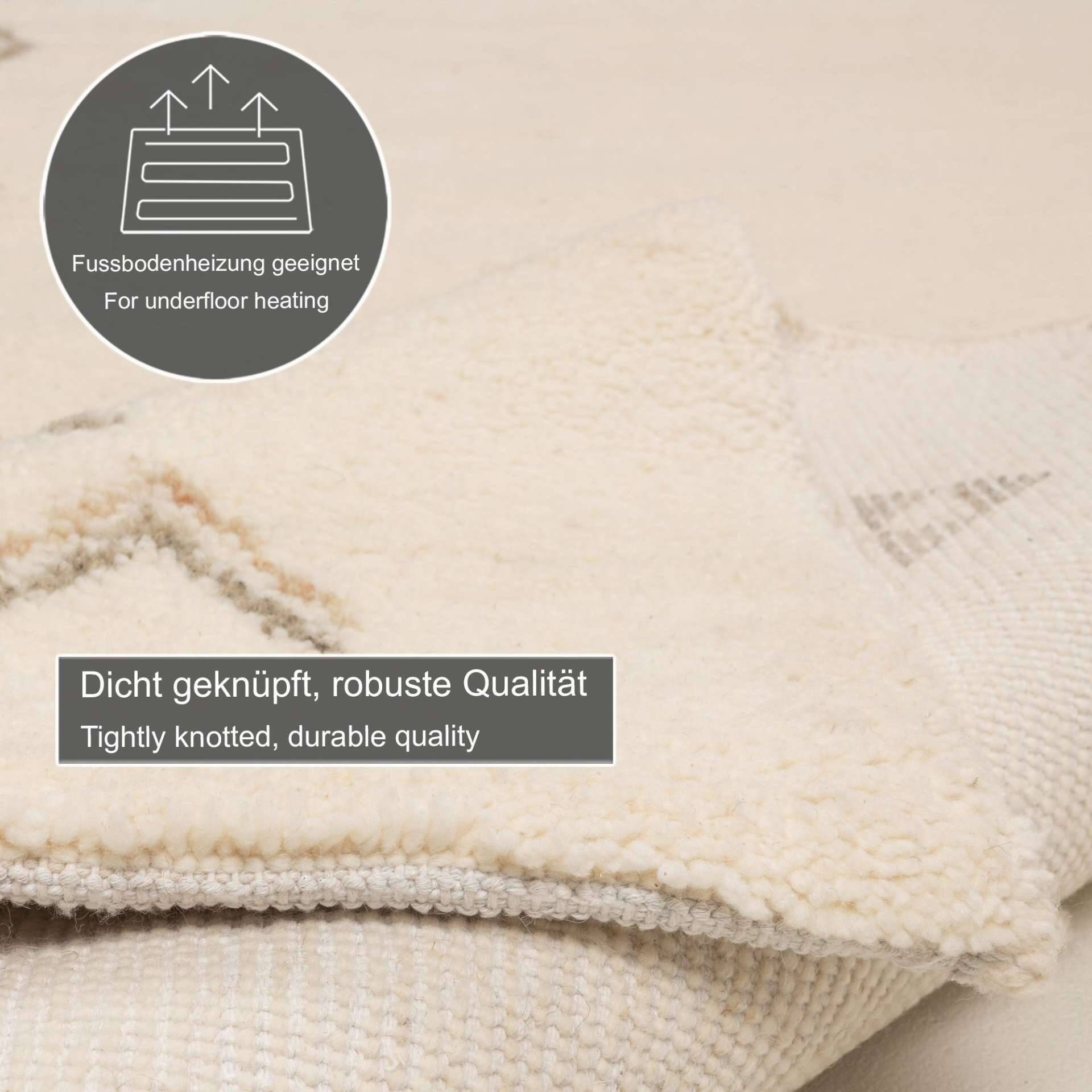 Handgeknüpfter Berber Teppich Hadj 225 - 997 blanc Schurwolle – Bild 5