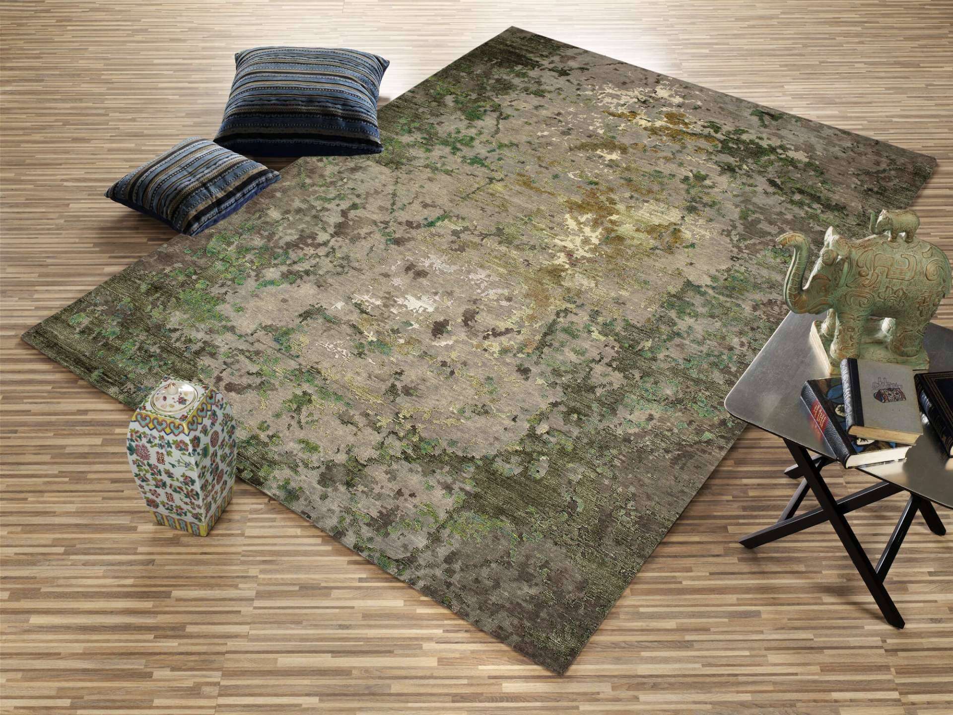 GREEN PLANET Handgeknüpfter Designteppich im Vintagestil – Bild 6