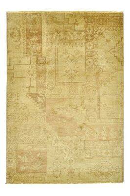 Patchwork Teppich PATCH Handgeknüpft beige-gold 140x200cm 