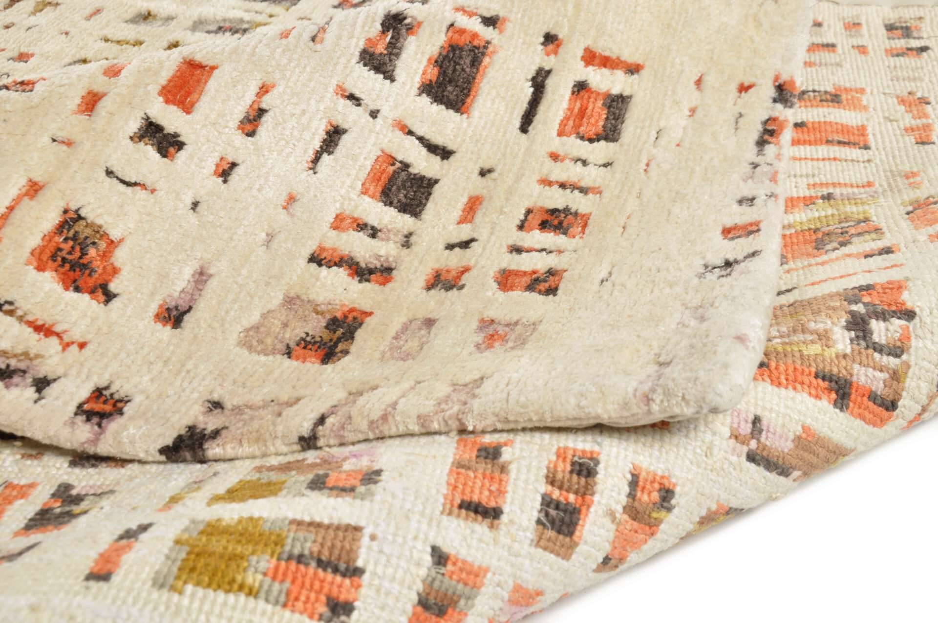 Teppich Nepal beige Seide Handgeknüpft Dhingri Silk – Bild 5