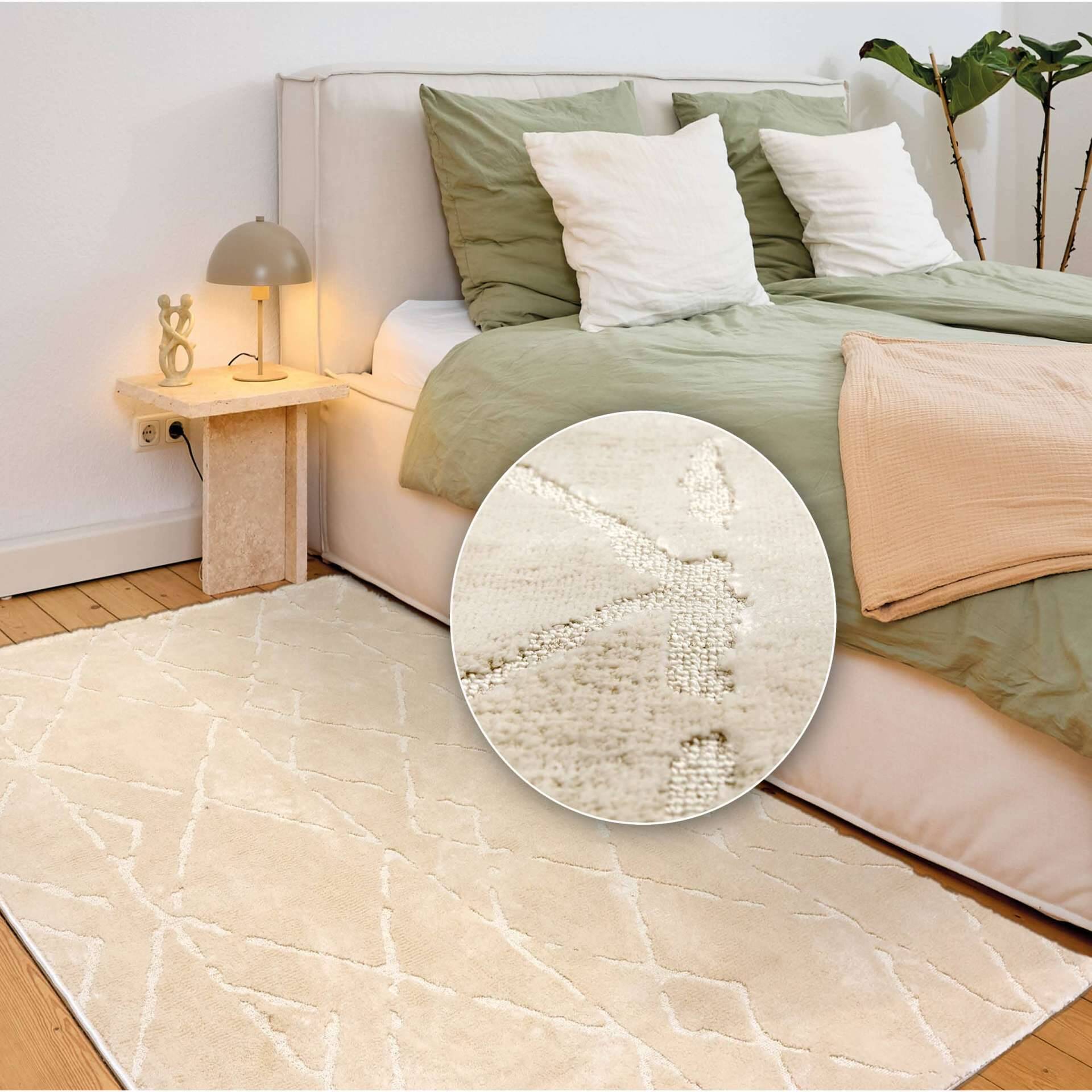 Wohnteppich Lou D.252 C.006 Rauten creme – Bild 3