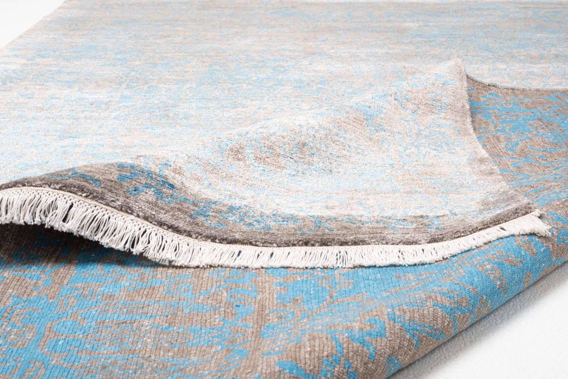 Design Teppich Queensland 160x230cm Handgeknüpft Viskose grau blau – Bild 7