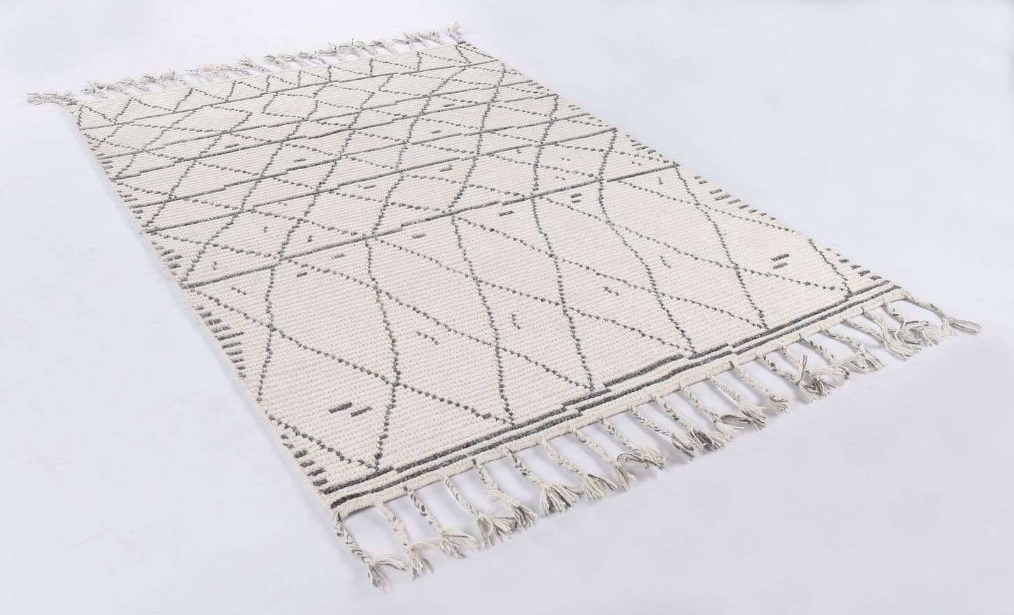 Handgewebter Kelim Teppich Nomad beige Naturteppich aus Wolle – Bild 4
