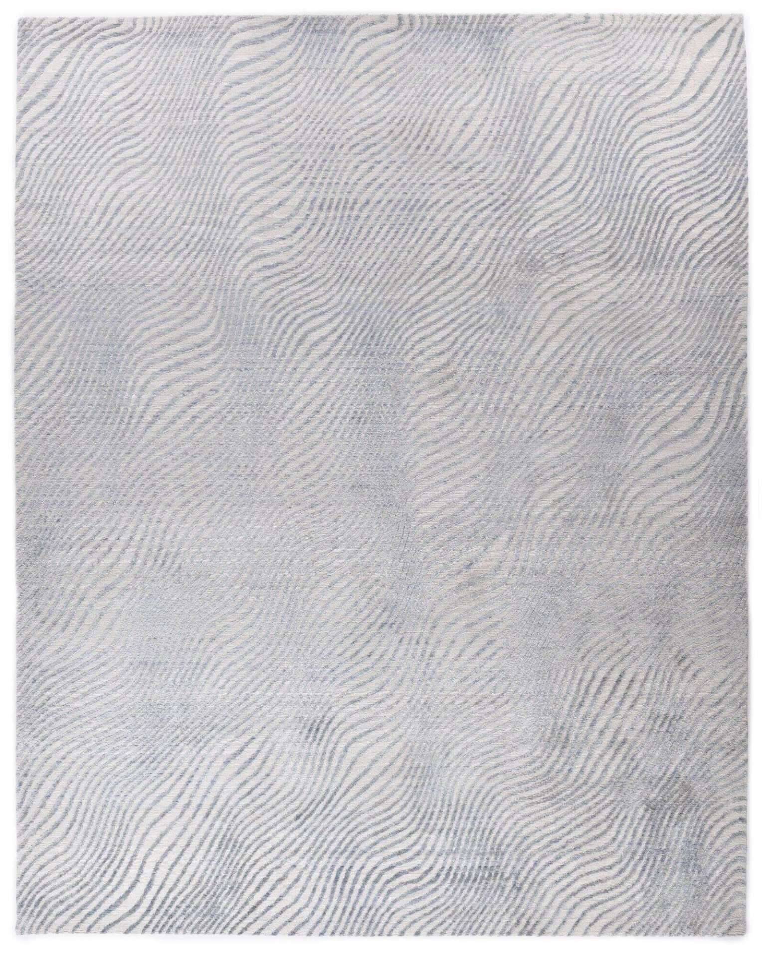Nepal Teppich Nubu Silk 60 Design Seide Wolle 244x305cm blau - grau – Bild 1