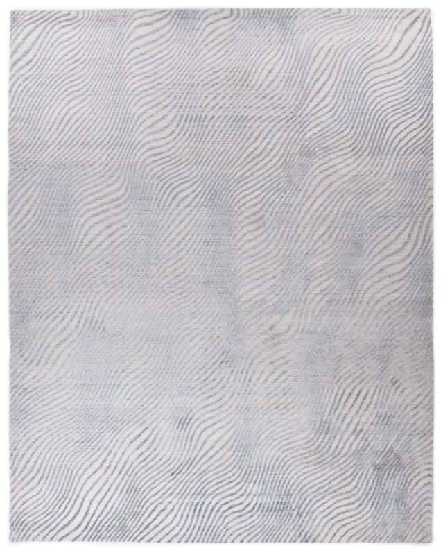 Nepal Teppich Nubu Silk 60 Design Seide Wolle 244x305cm blau - grau