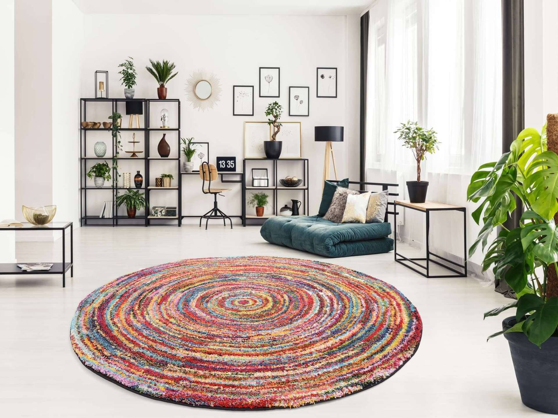 Teppich Sixteen Round Rund Hochflor Teppich – Bild 4