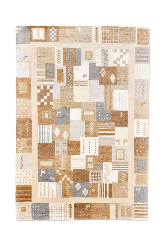 Gabbeh Teppich Nomaden 160x230cm Handgeknüpft Schurwolle beige
