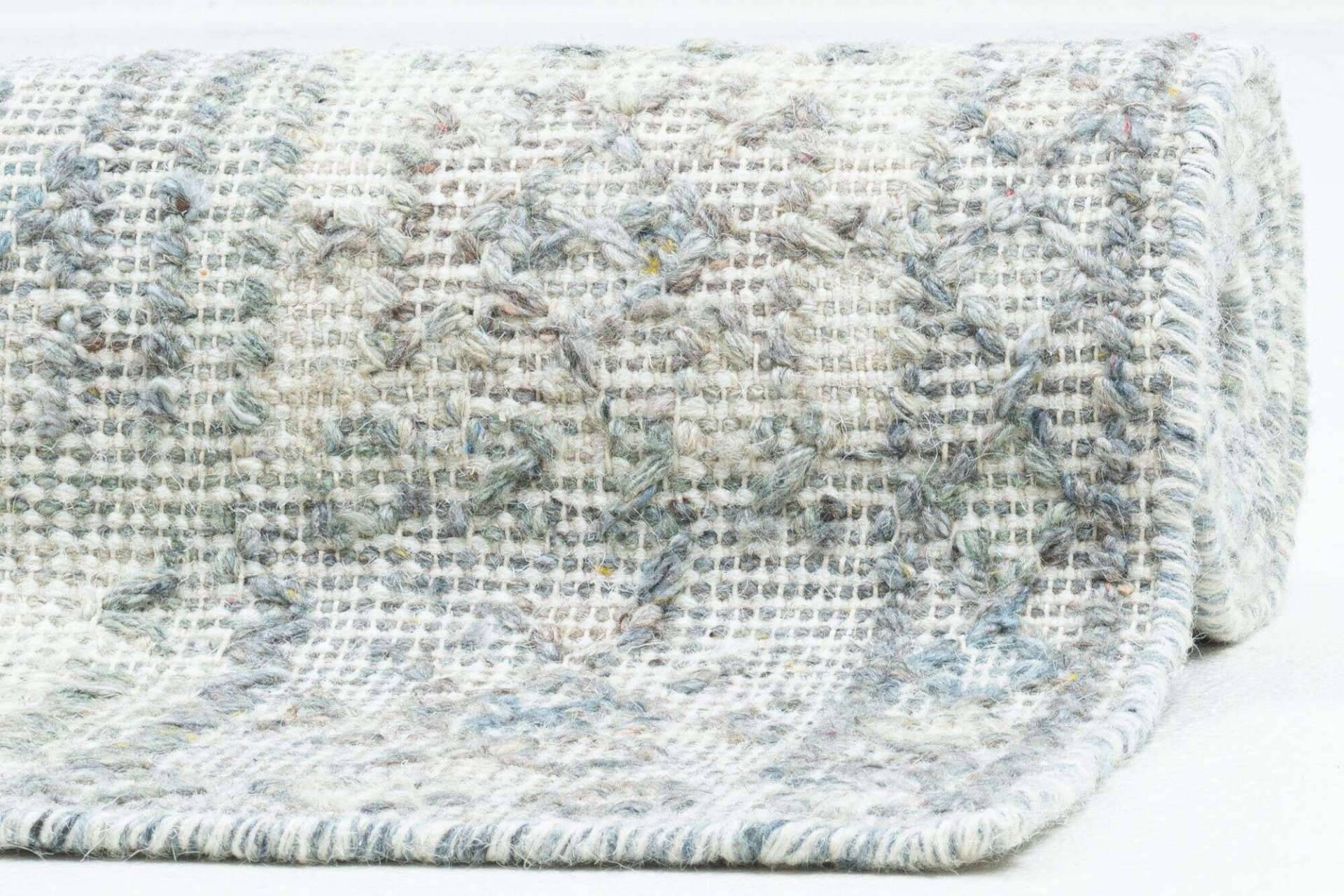 Handwebteppich Zilch Schurwolle Kelim Modern Blau Grau 160x230cm – Bild 5