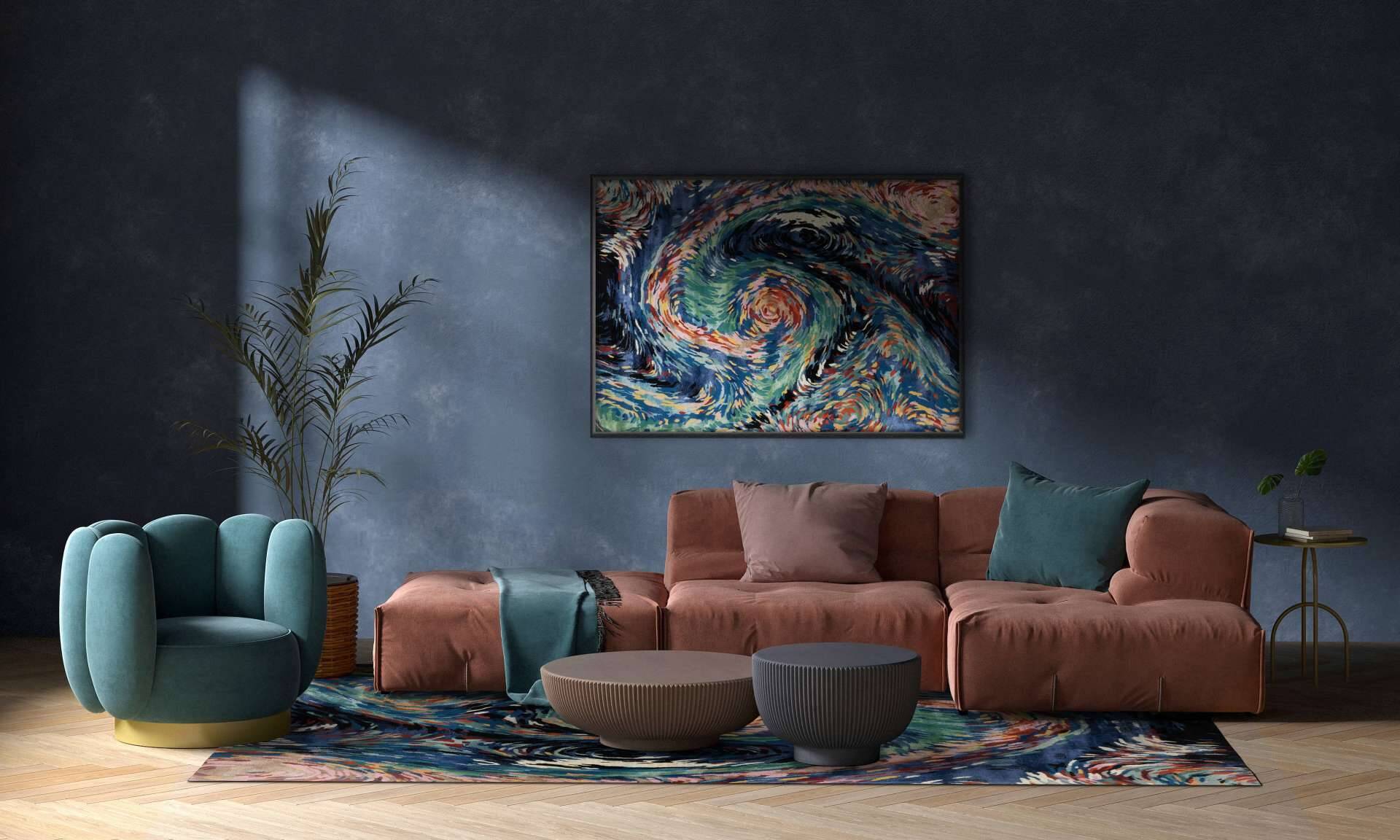 Moderner Teppich FLORES BLUE – Bild 3