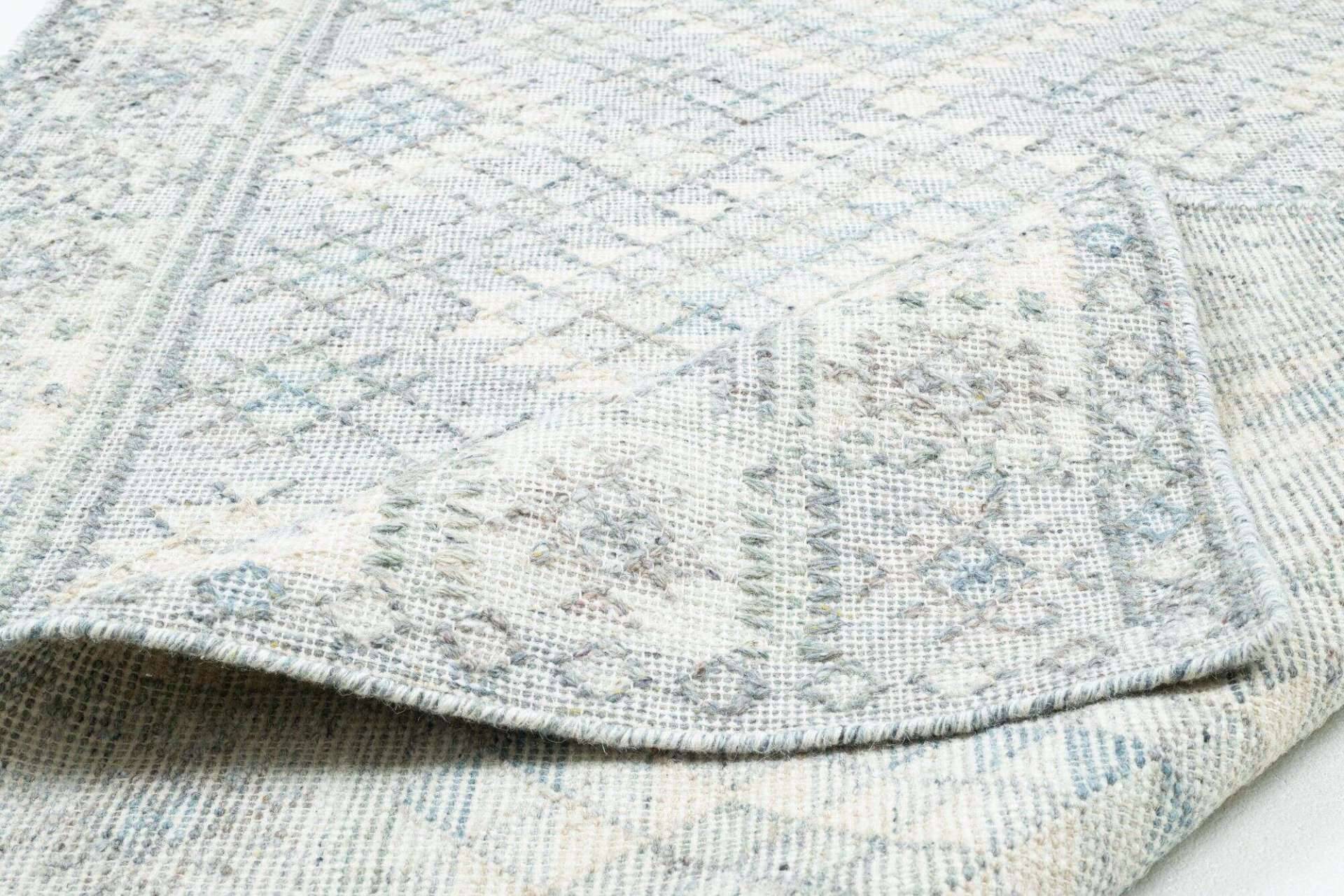 Handwebteppich Zilch Schurwolle Kelim Modern Blau Grau 160x230cm – Bild 2