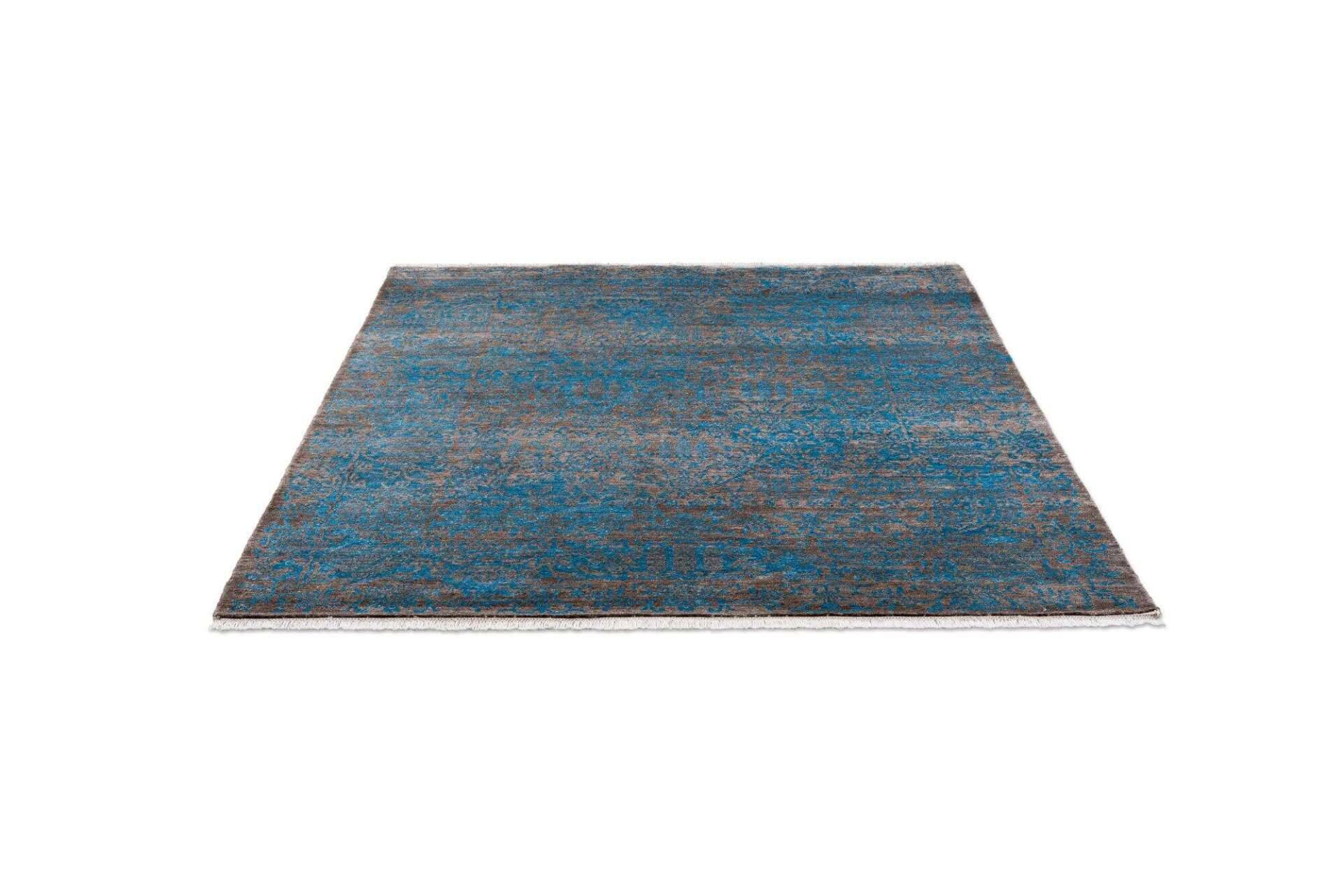 Design Teppich Queensland 160x230cm Handgeknüpft Viskose grau blau – Bild 5