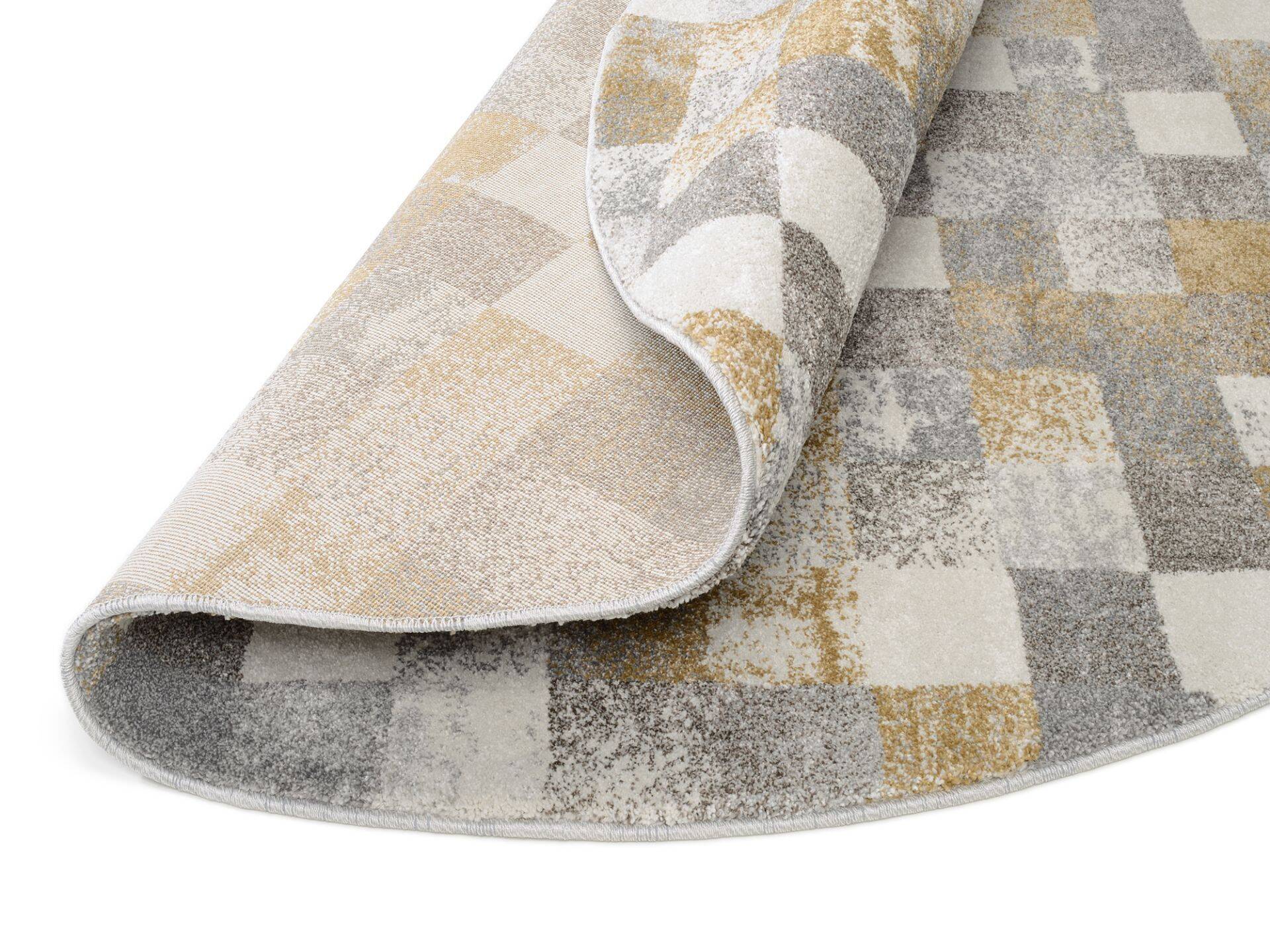 New Villa Squares Teppich Modern Hochflor Rund – Bild 3